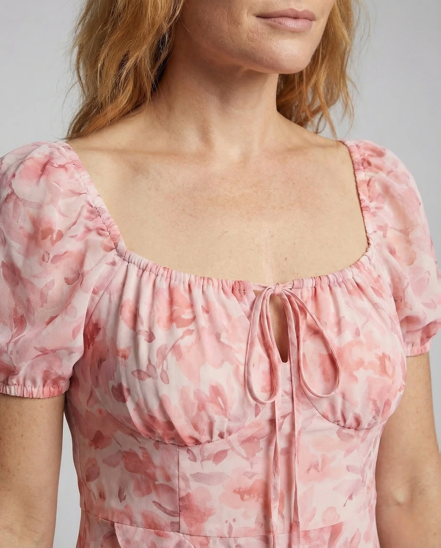Damen Maxikleid Puffärmel Volantsaum - Image 3
