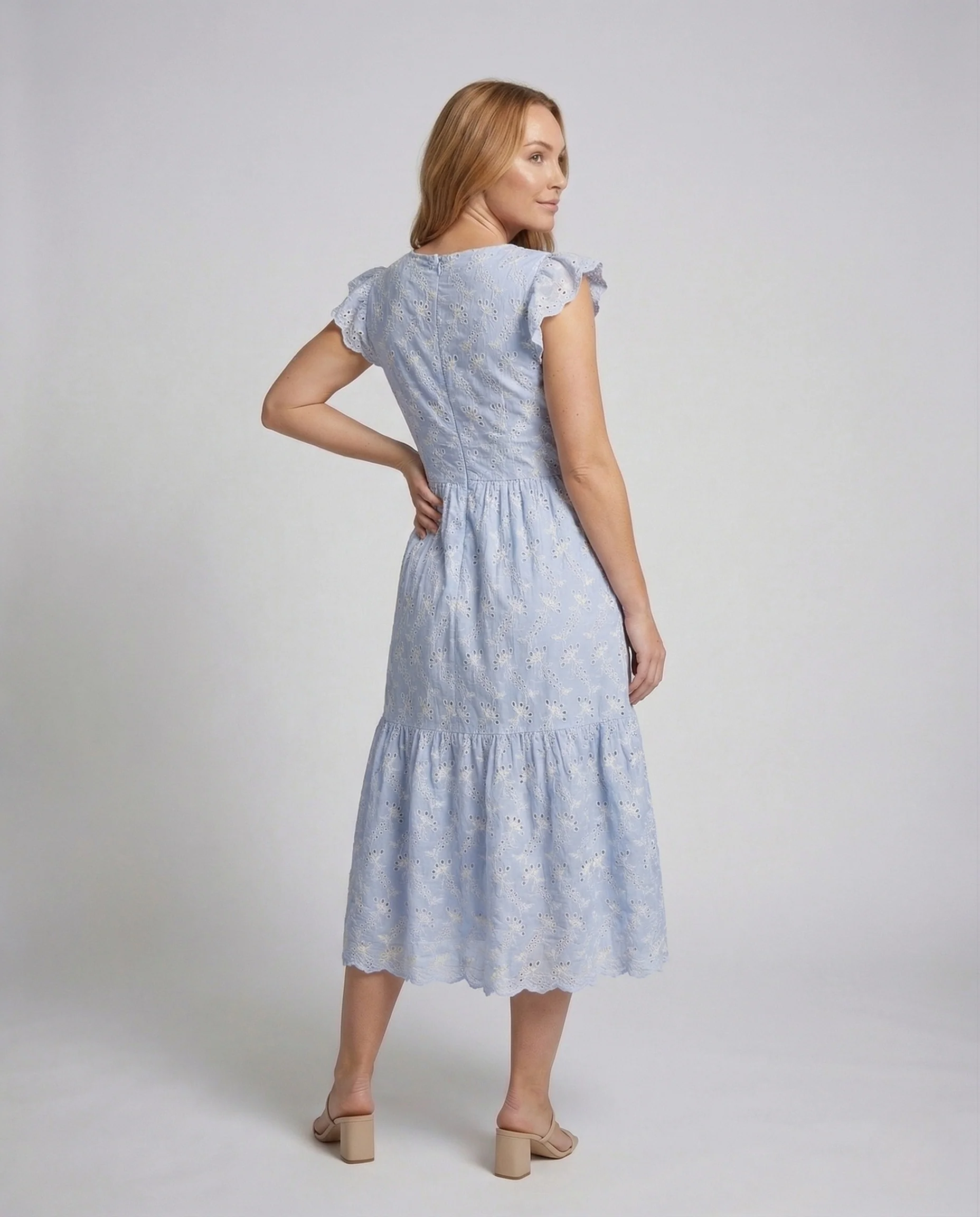 Damen Spitzen Maxikleid mit Stufenrock - Image 4