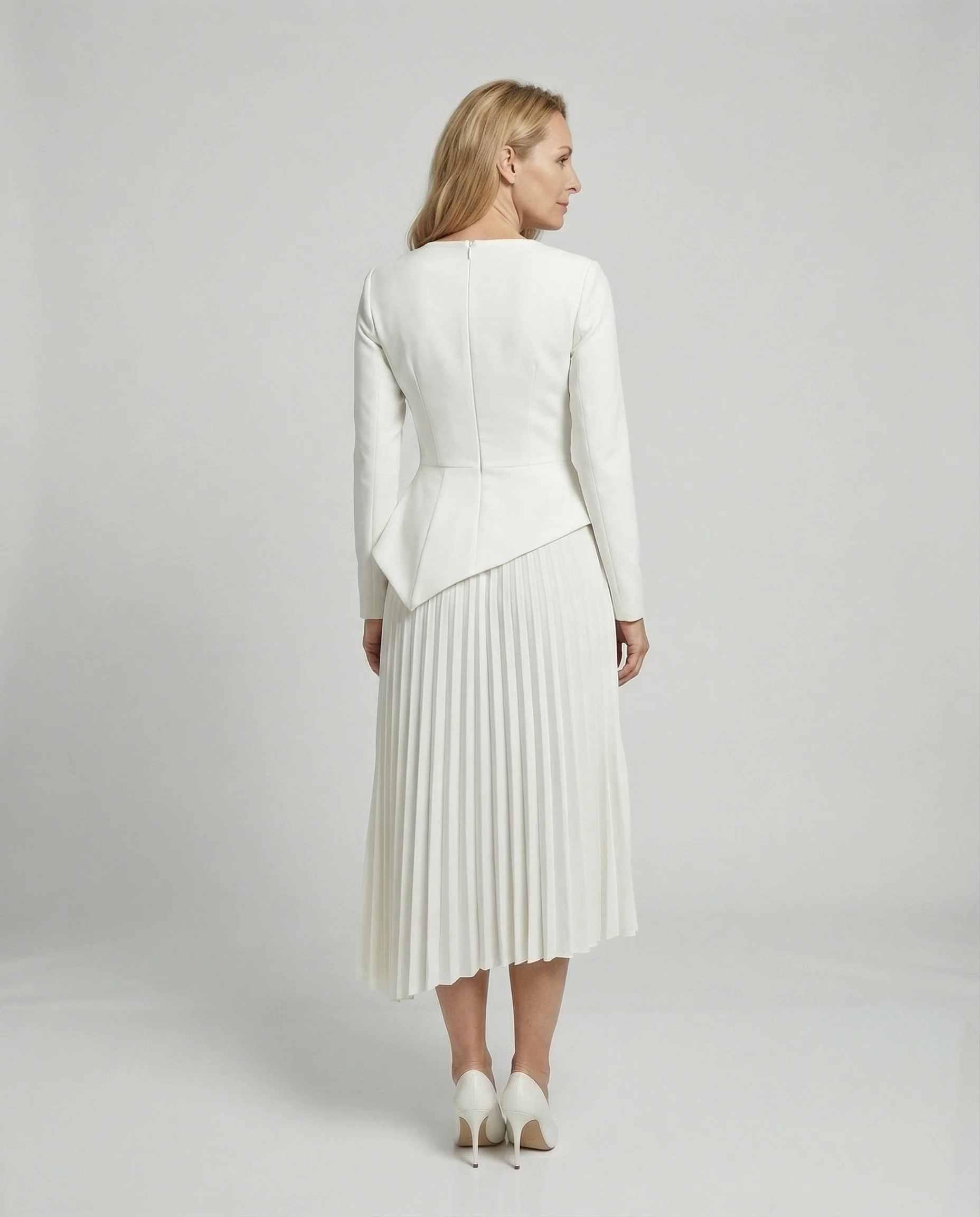 Damen Midikleid asymmetrisch mit Schößchen - Image 2