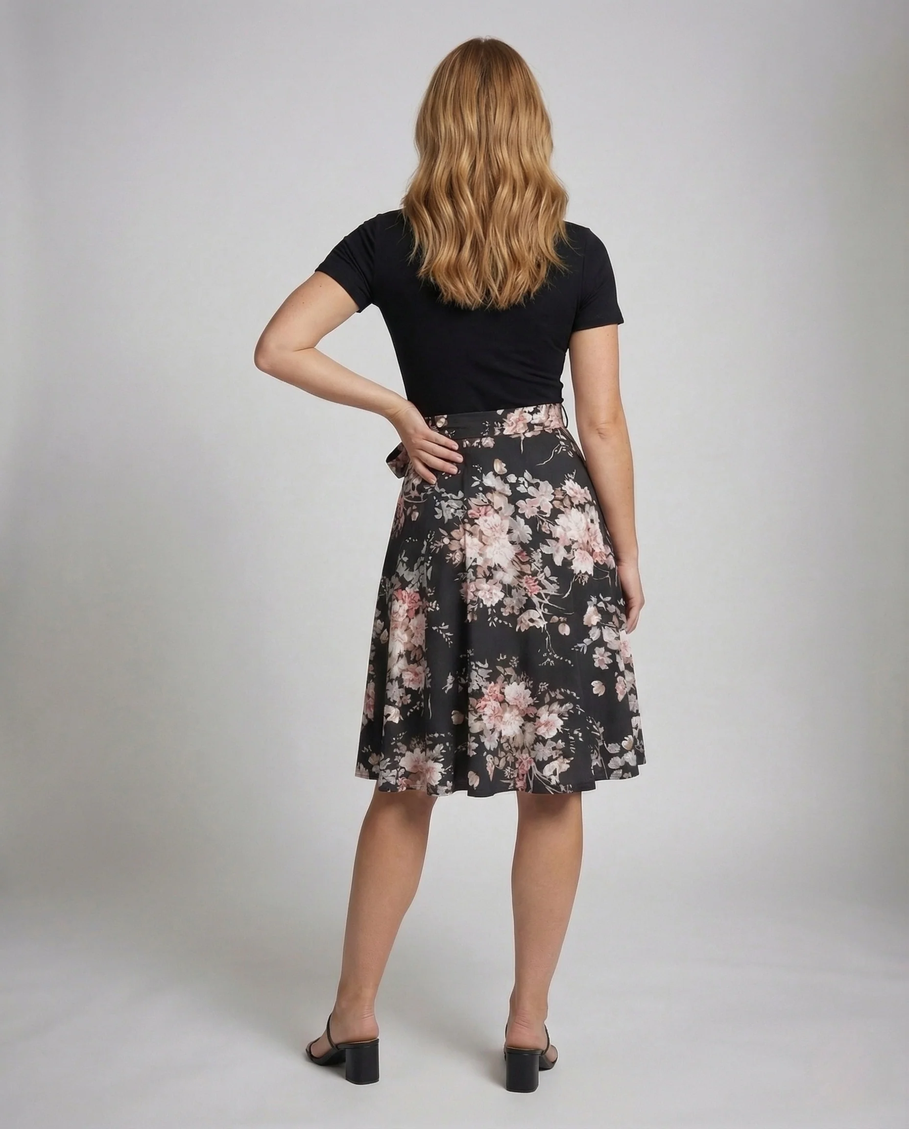 Damen Midikleid Blumenmuster Tellerrock - Image 3