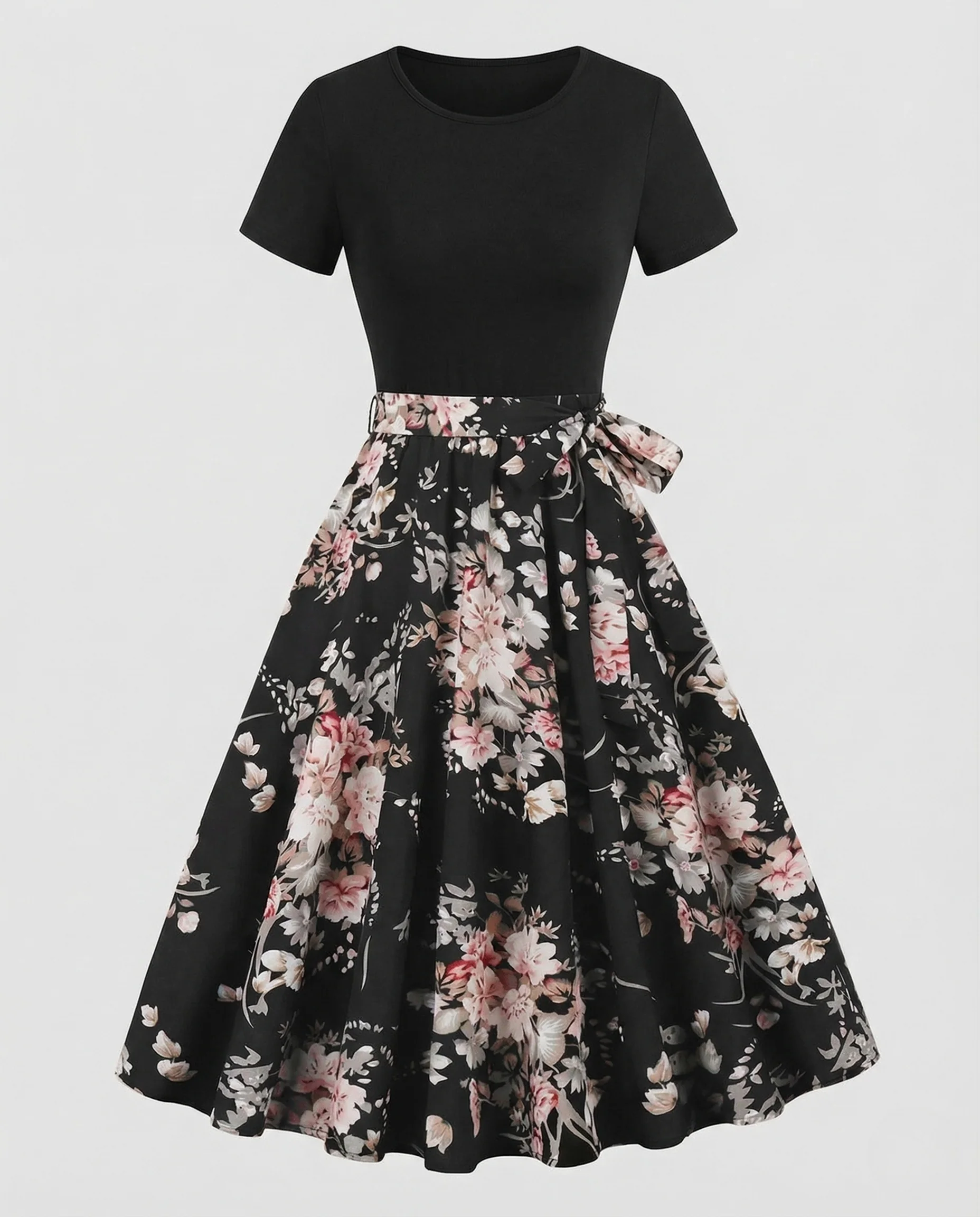 Damen Midikleid Blumenmuster Tellerrock - Image 4