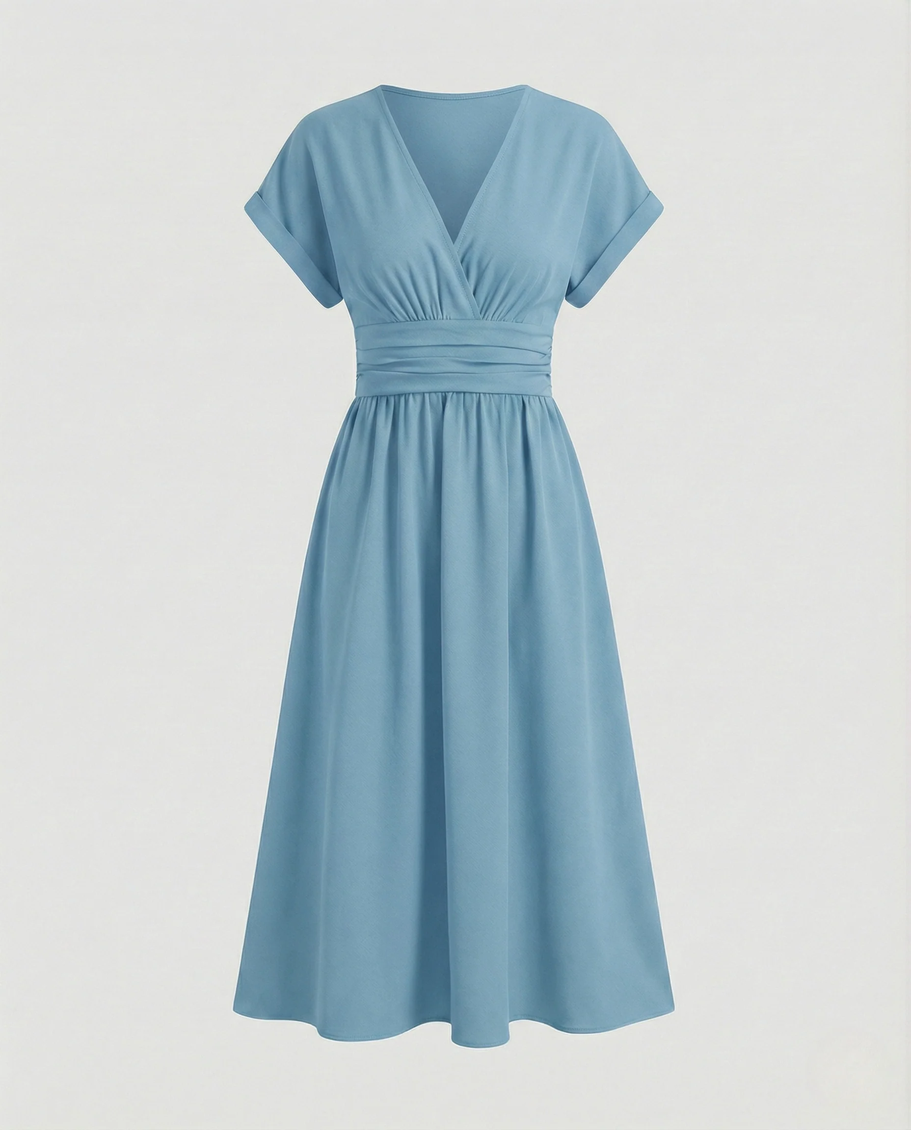 Freizeitkleid Damen Midikleid V-Ausschnitt - Image 6