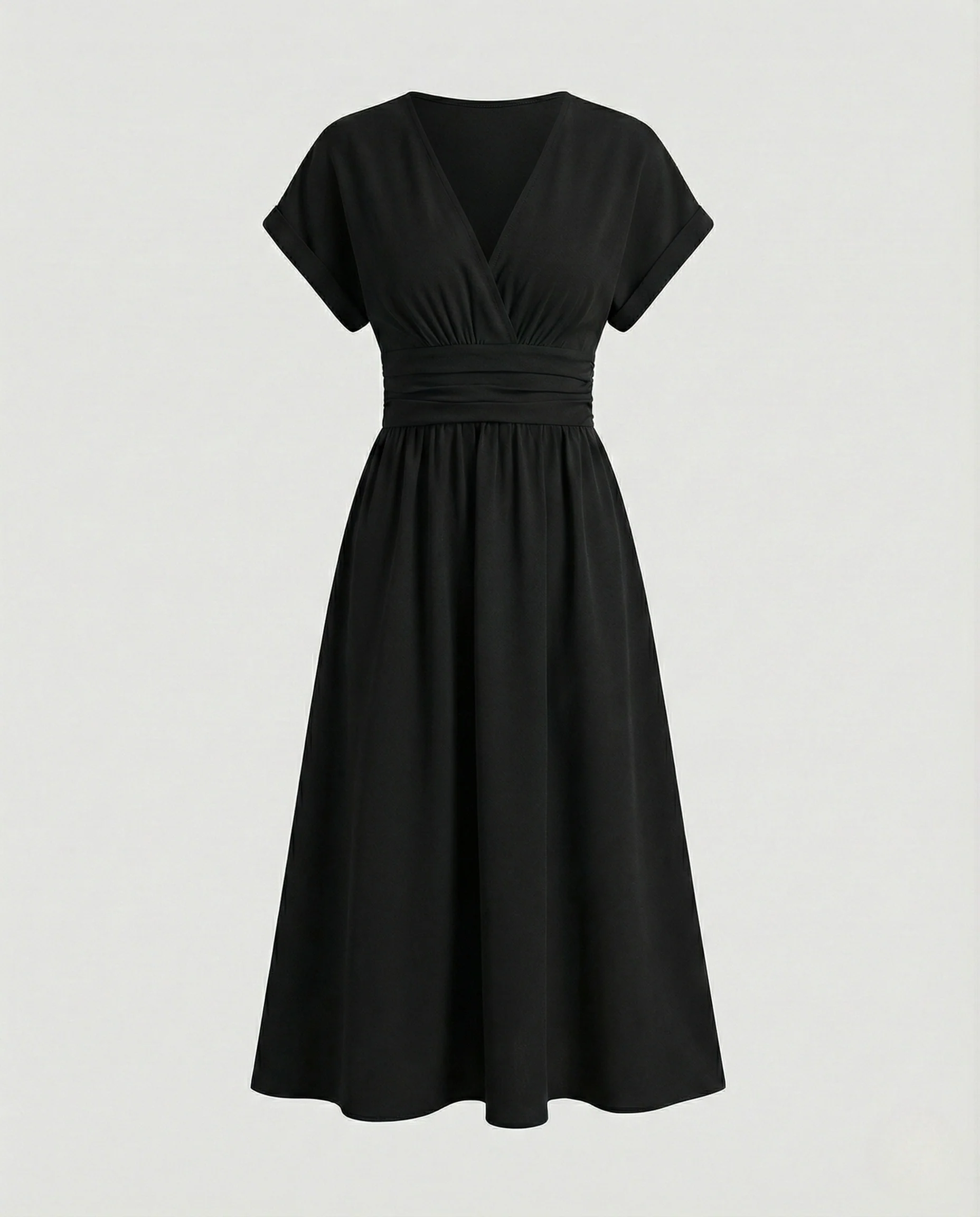 Freizeitkleid Damen Midikleid V-Ausschnitt - Image 7