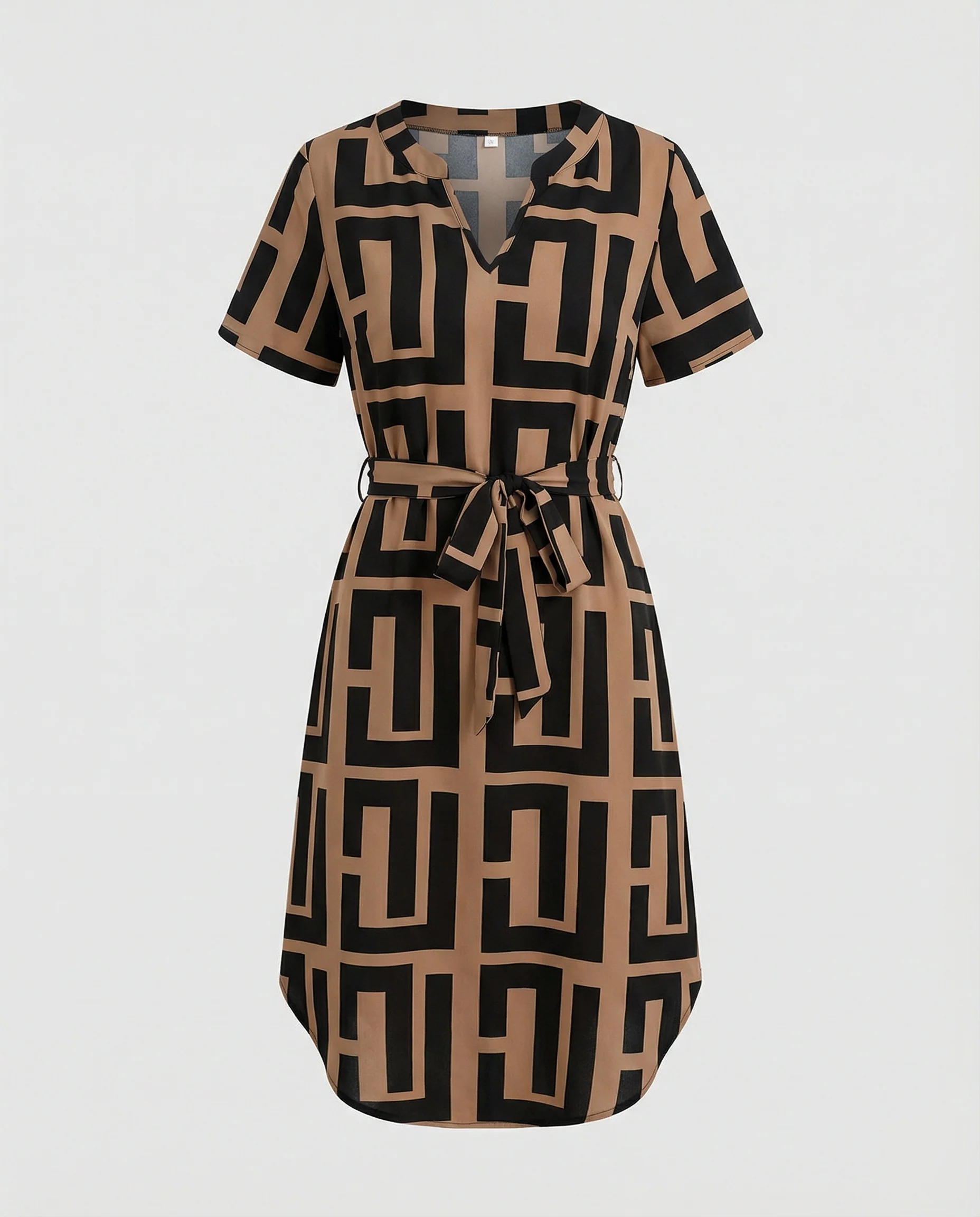 Damen Midikleid mit Muster und Gürtel - Image 5