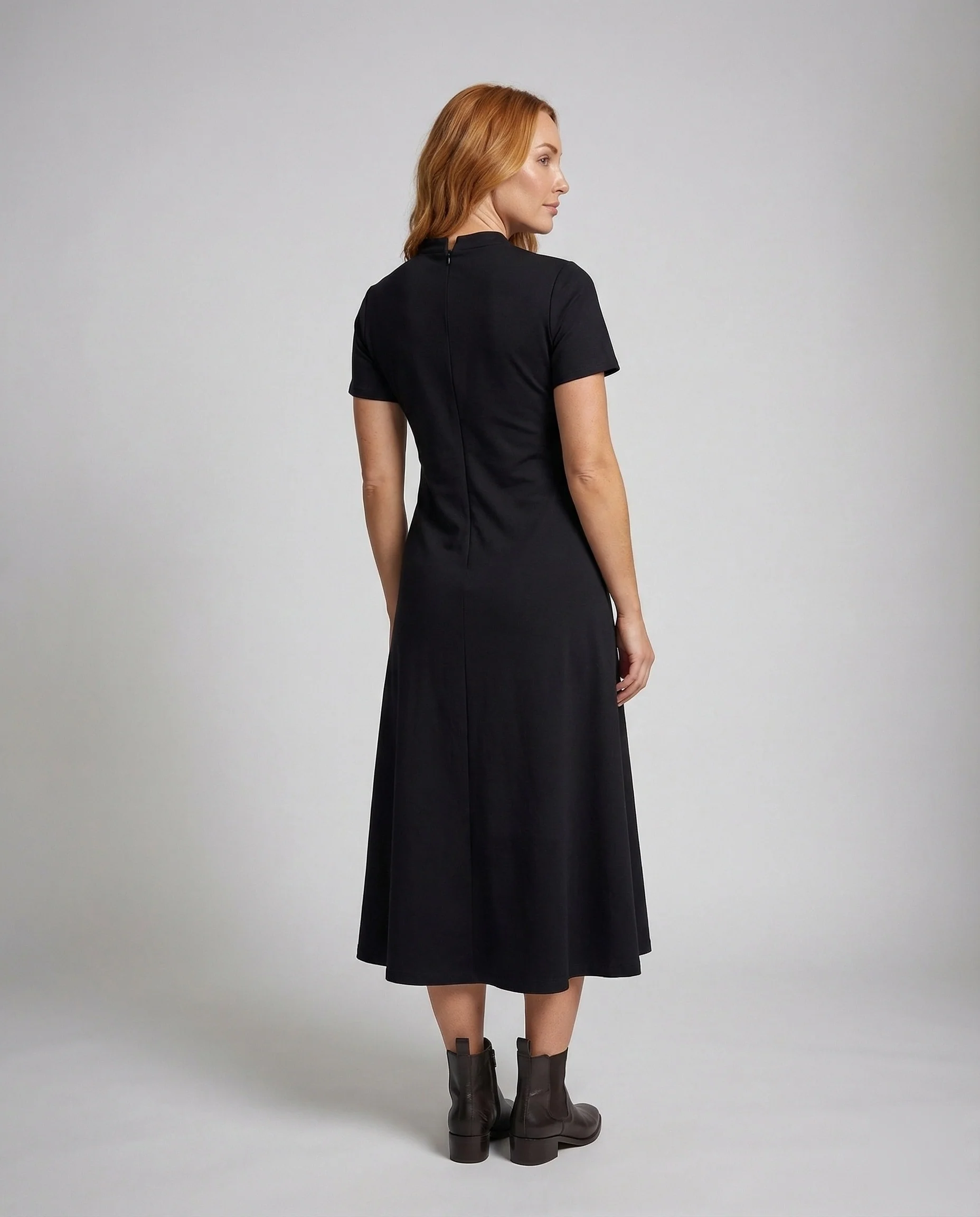 Damen Midikleid mit Stehkragen und Puffärmeln - Image 3