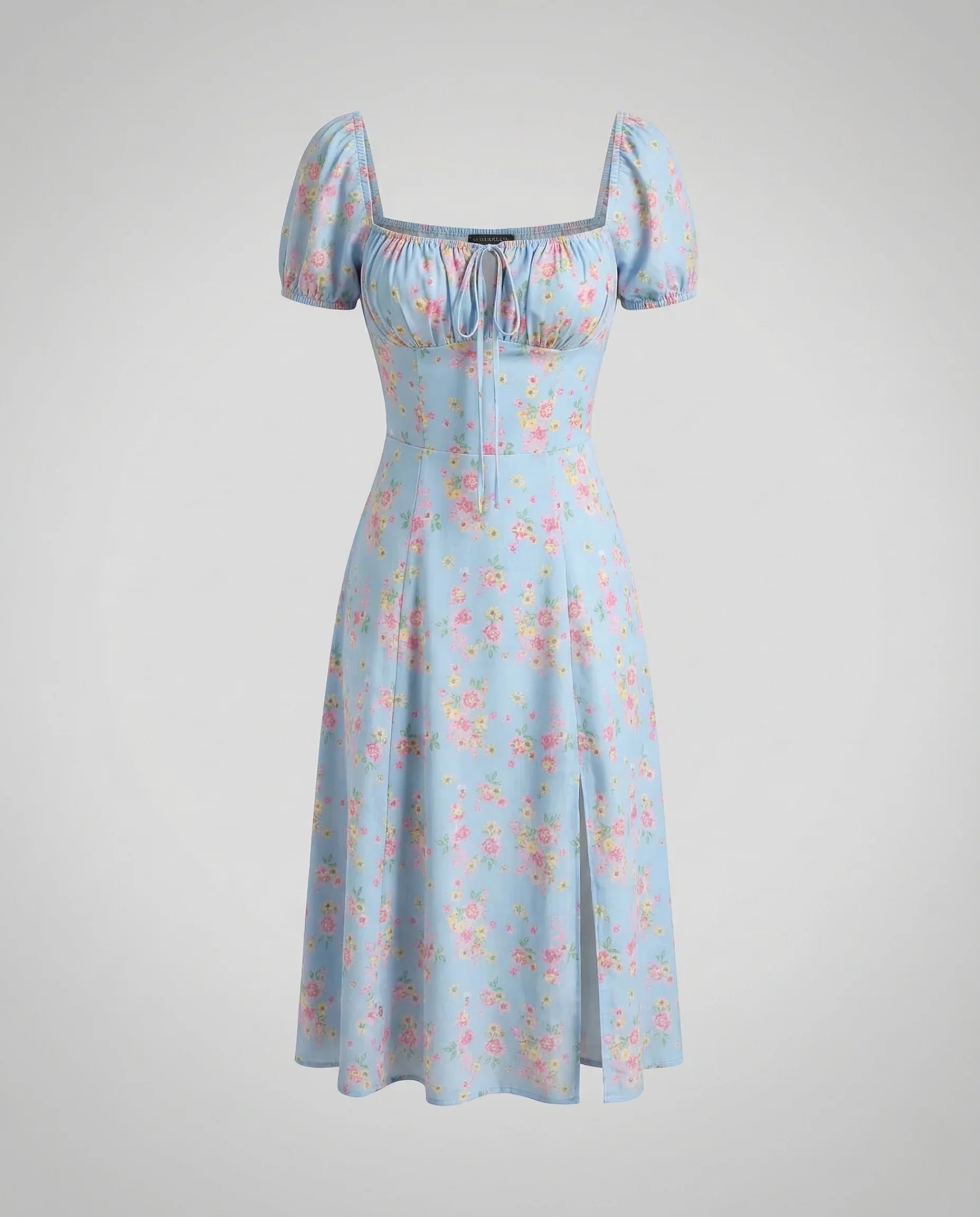 Damen Midikleid Puffärmel Korsage - Image 14