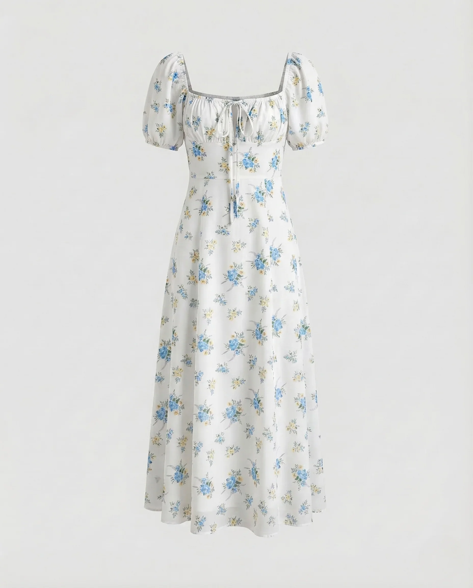 Damen Midikleid Puffärmel Korsage - Image 18