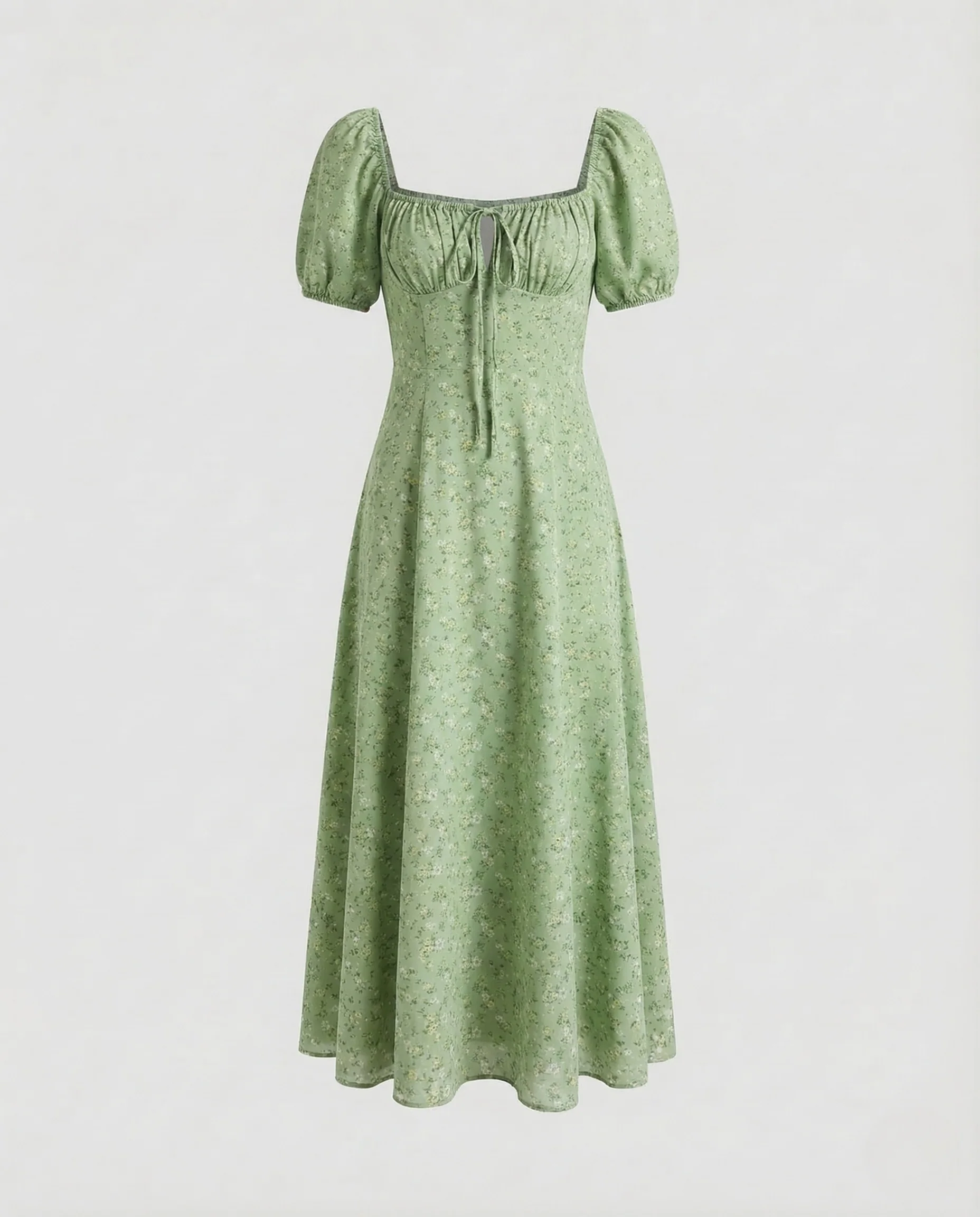 Damen Midikleid Puffärmel Korsage - Image 6