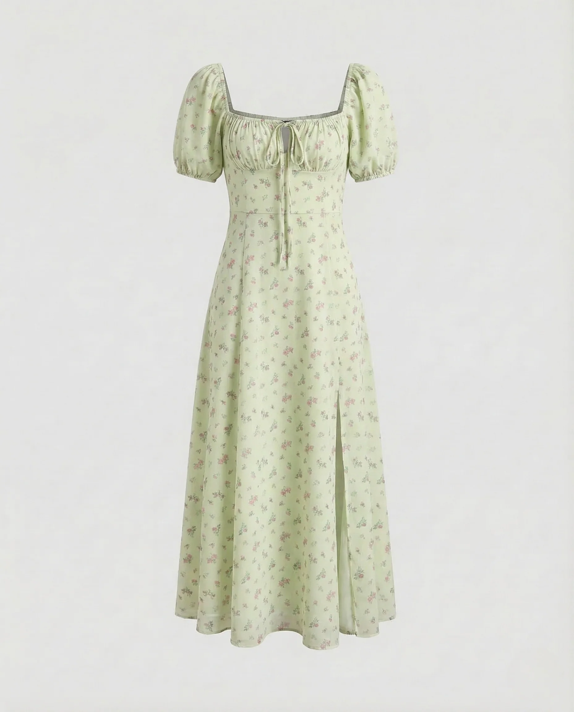 Damen Midikleid Puffärmel Korsage - Image 8