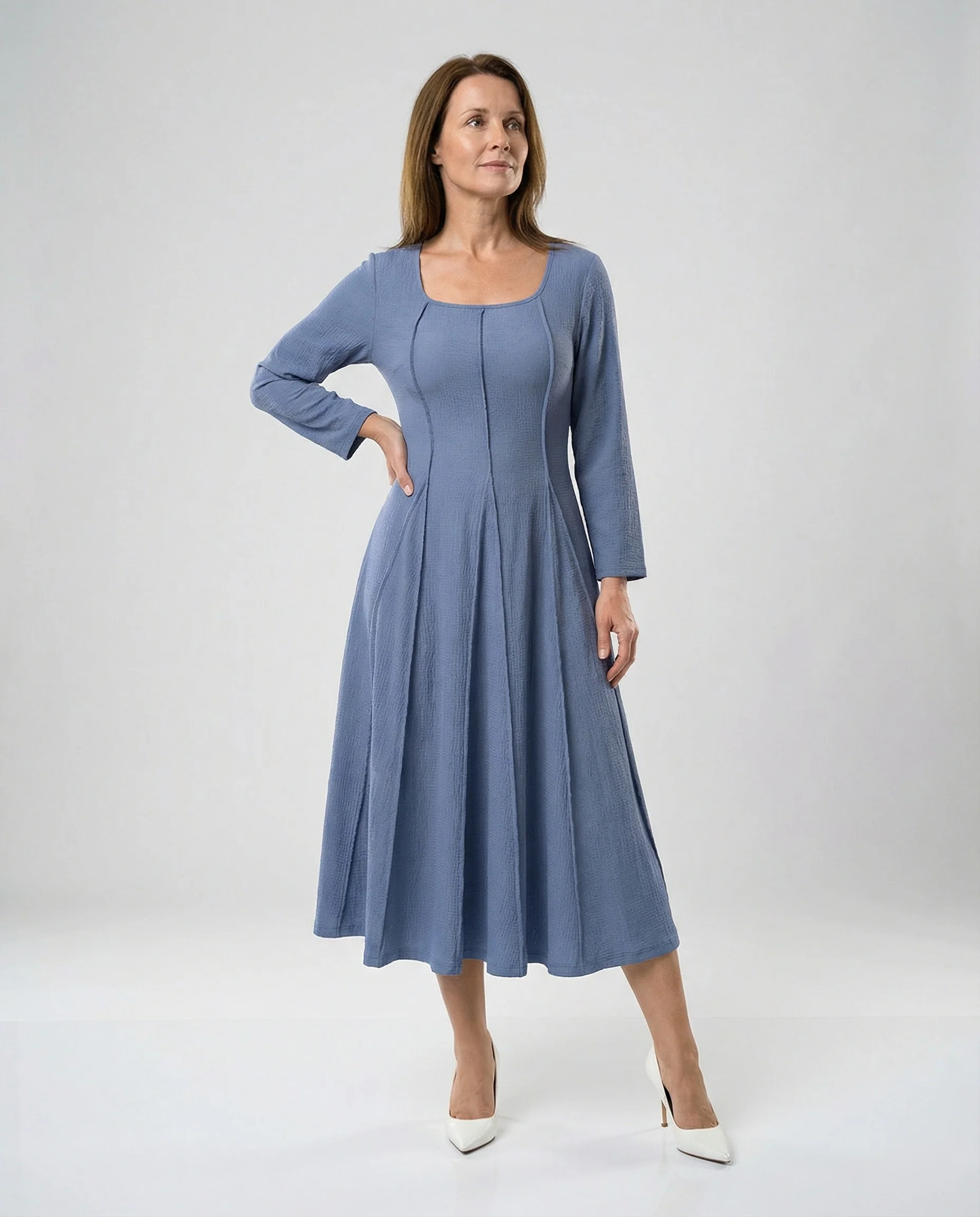 Freizeitkleid Damen Midikleid Tellerrock - Image 2