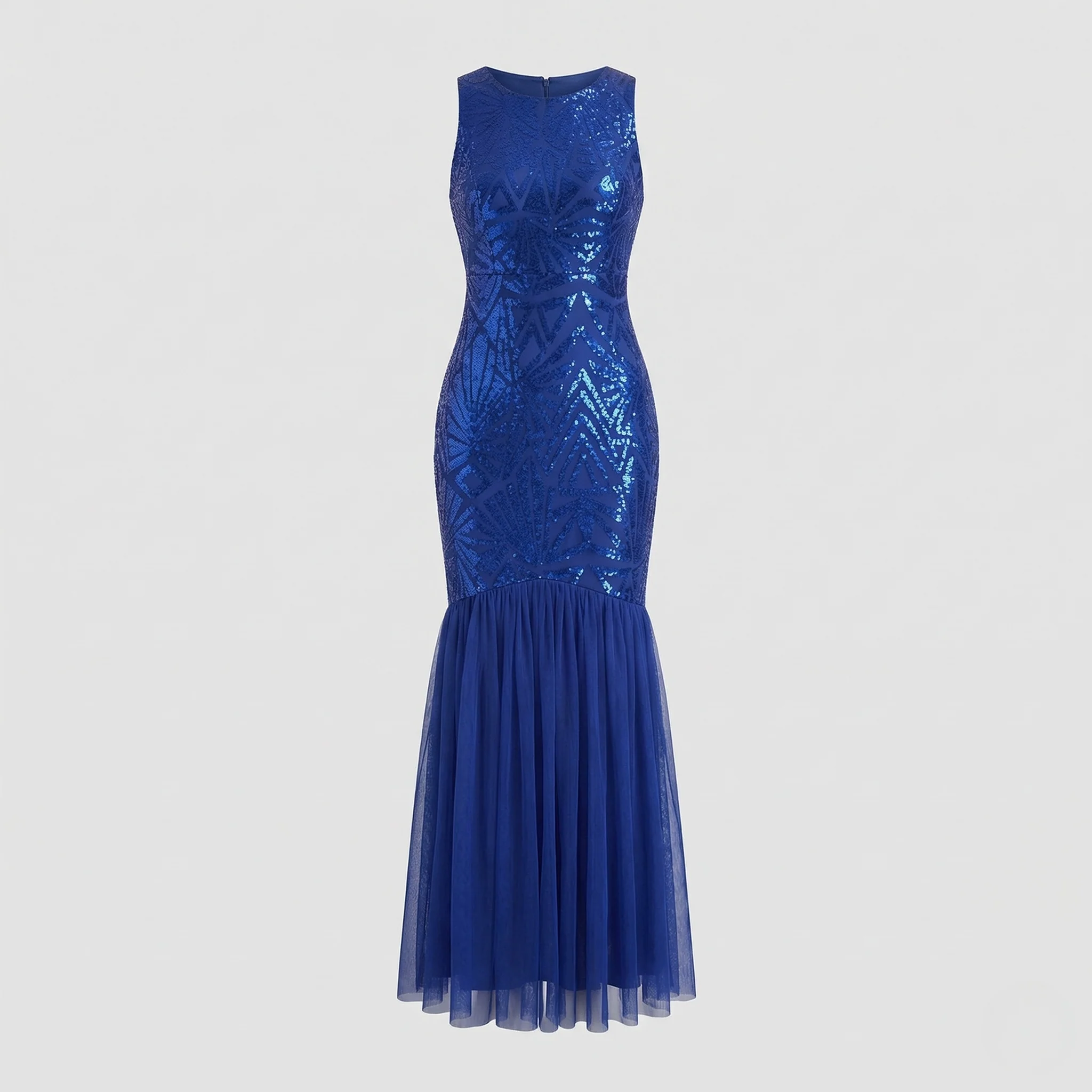 Damen Meerjungfrau Abendkleid Pailletten Tüllrock - Image 5