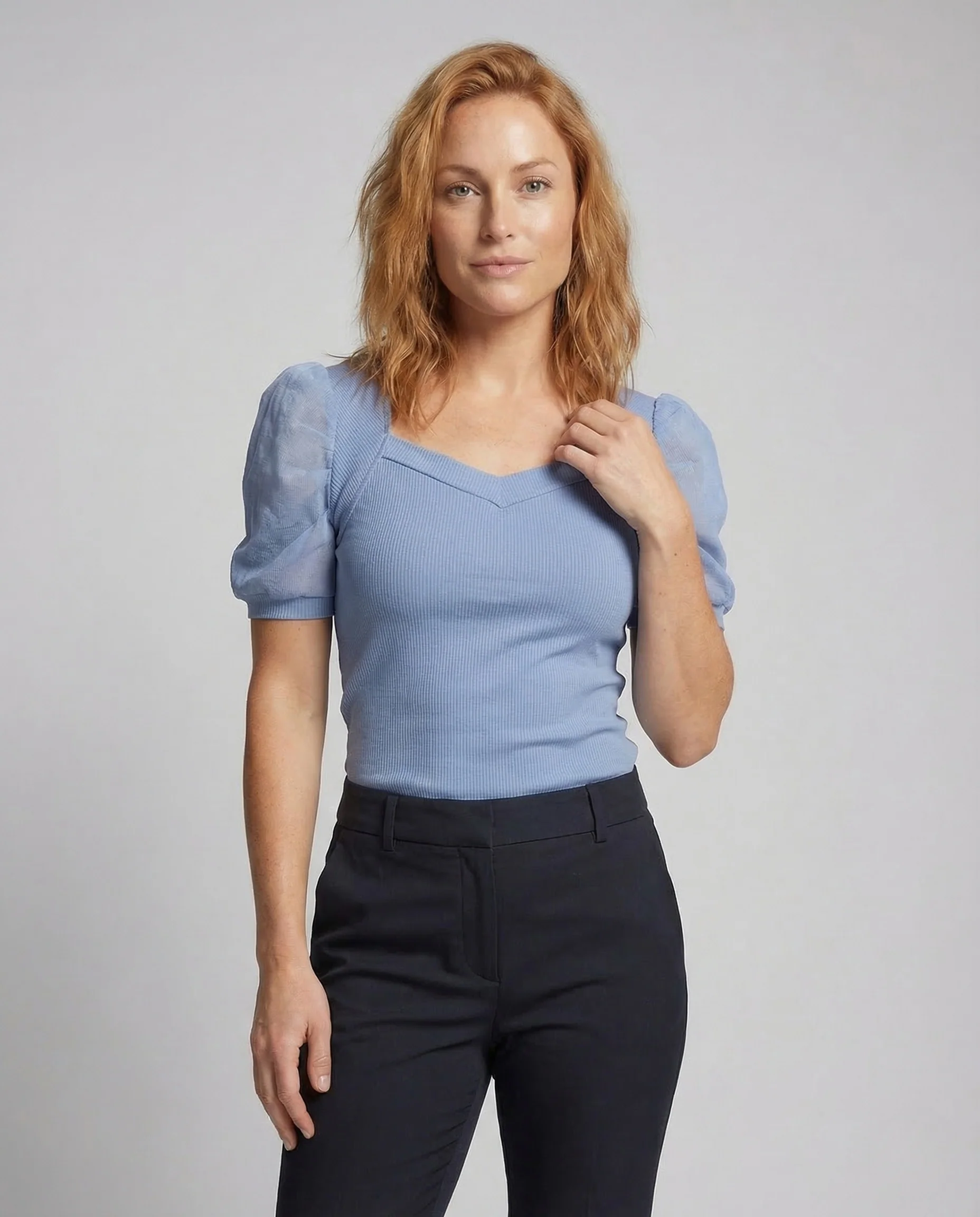 Damen Ripp Top Herz Ausschnitt - Image 2