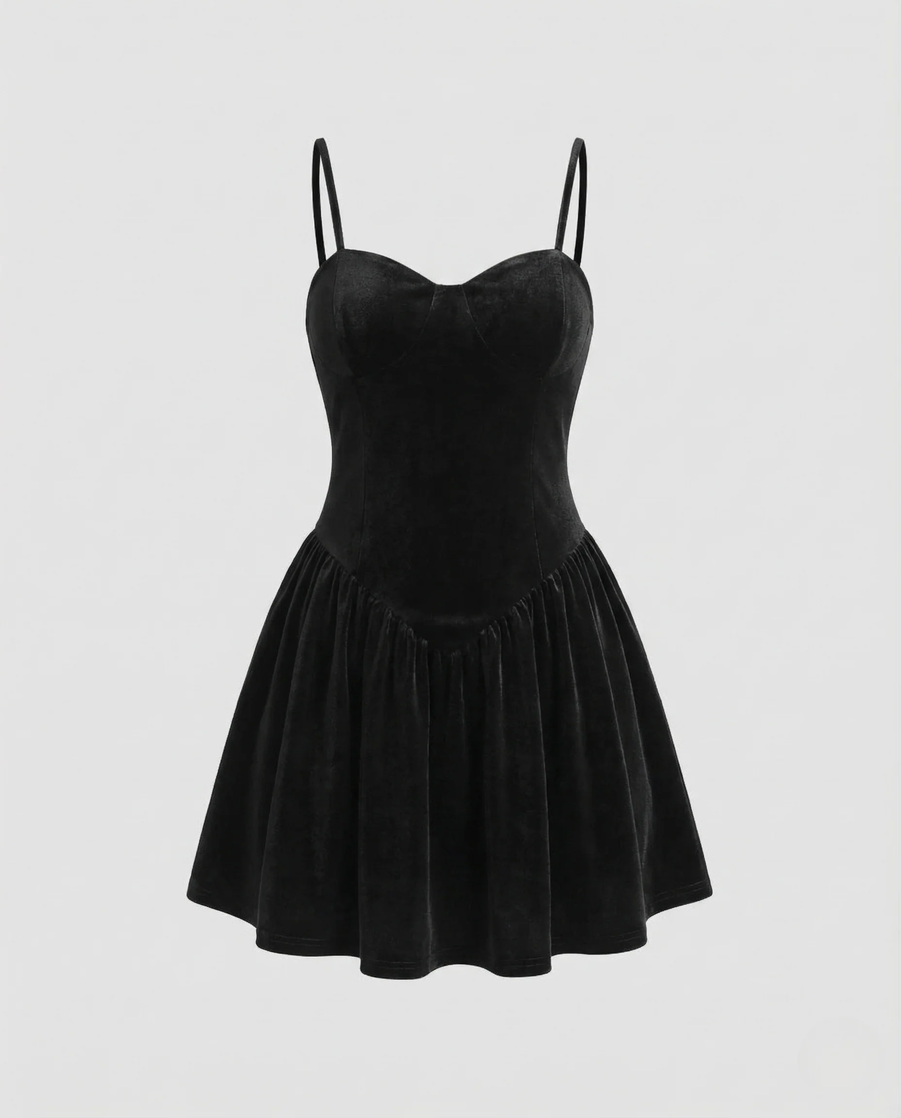 Damen Samt Minikleid Herz Ausschnitt Spaghettiträger - Image 5