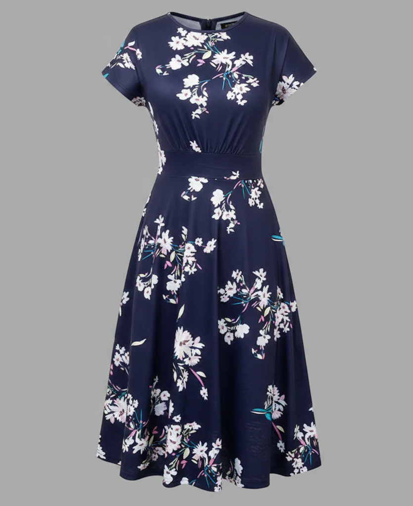 Damen Blumenkleid Midikleid Floral - Image 7