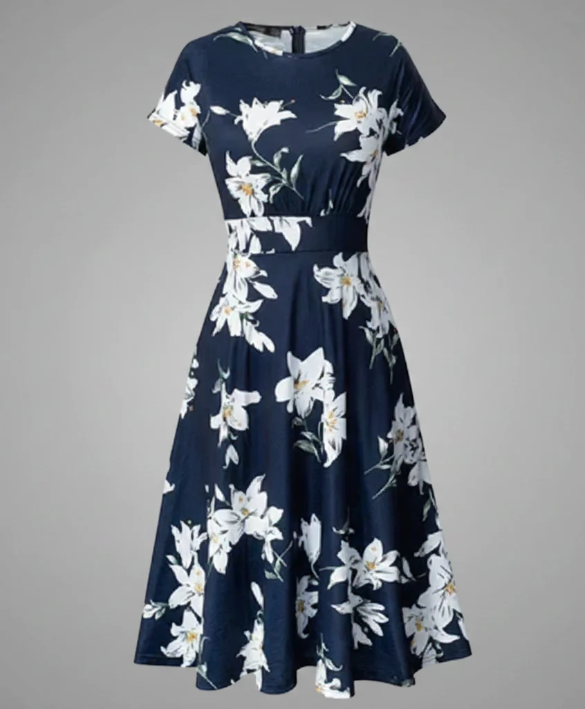 Damen Blumenkleid Midikleid Floral - Image 8