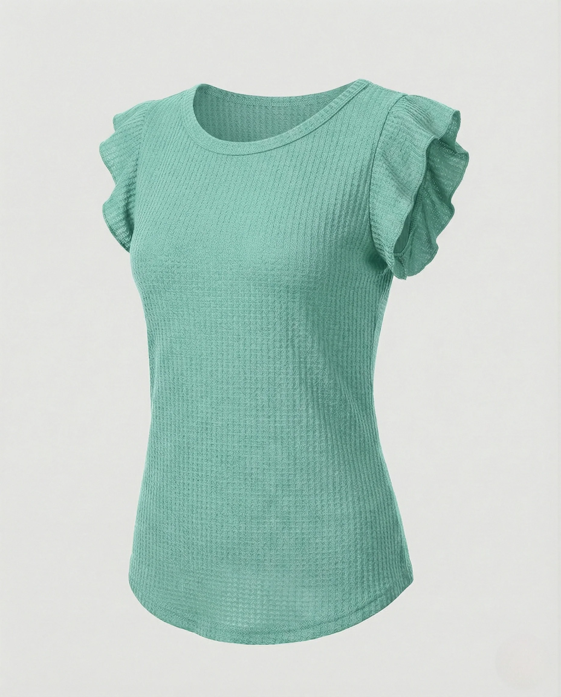 Textur Top Damen Mit Rüschenärmeln - Image 12