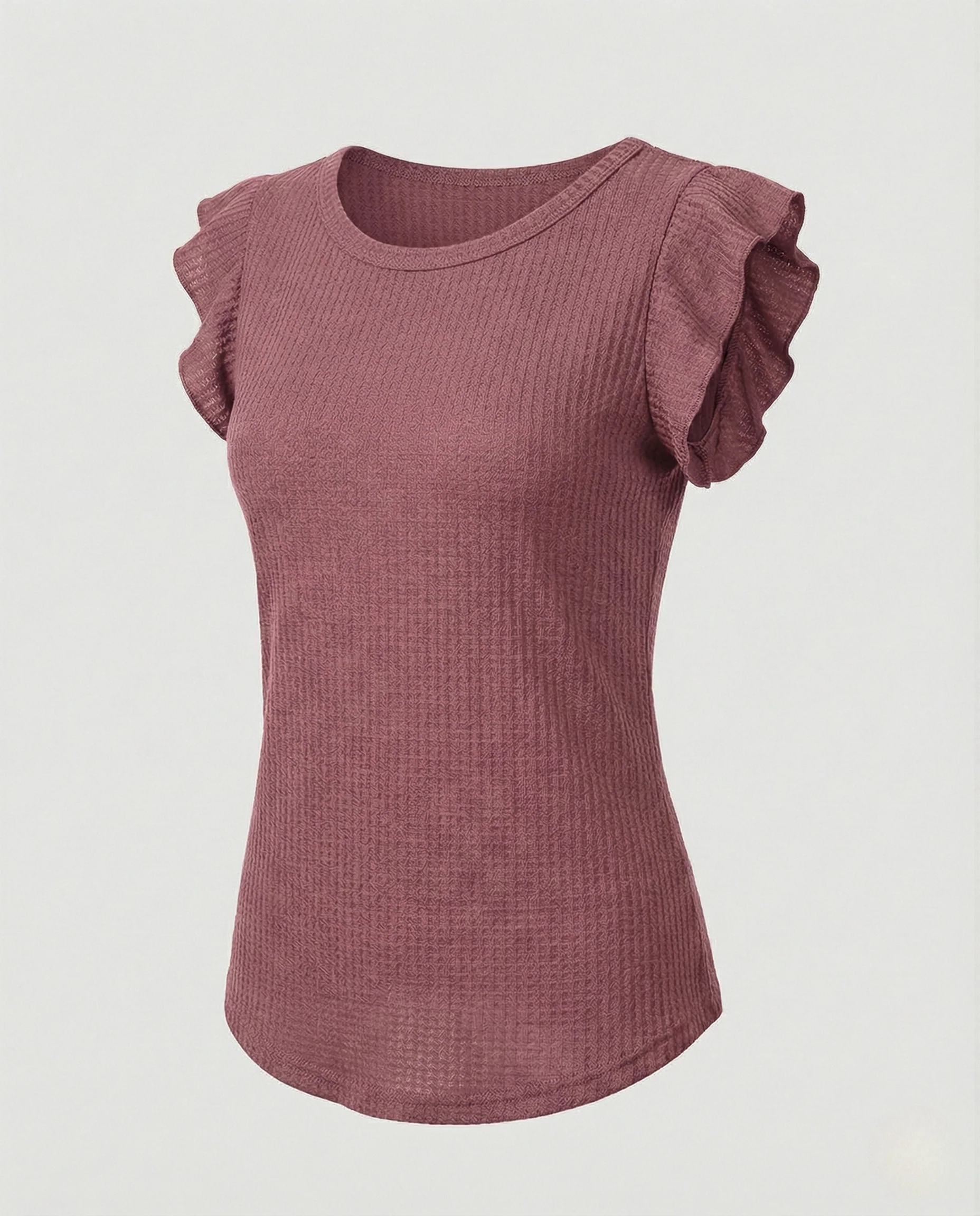 Textur Top Damen Mit Rüschenärmeln - Image 13