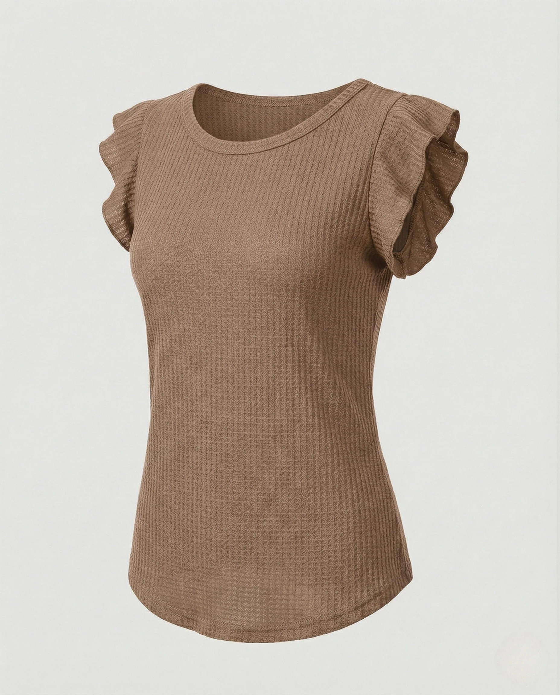 Textur Top Damen Mit Rüschenärmeln - Image 8