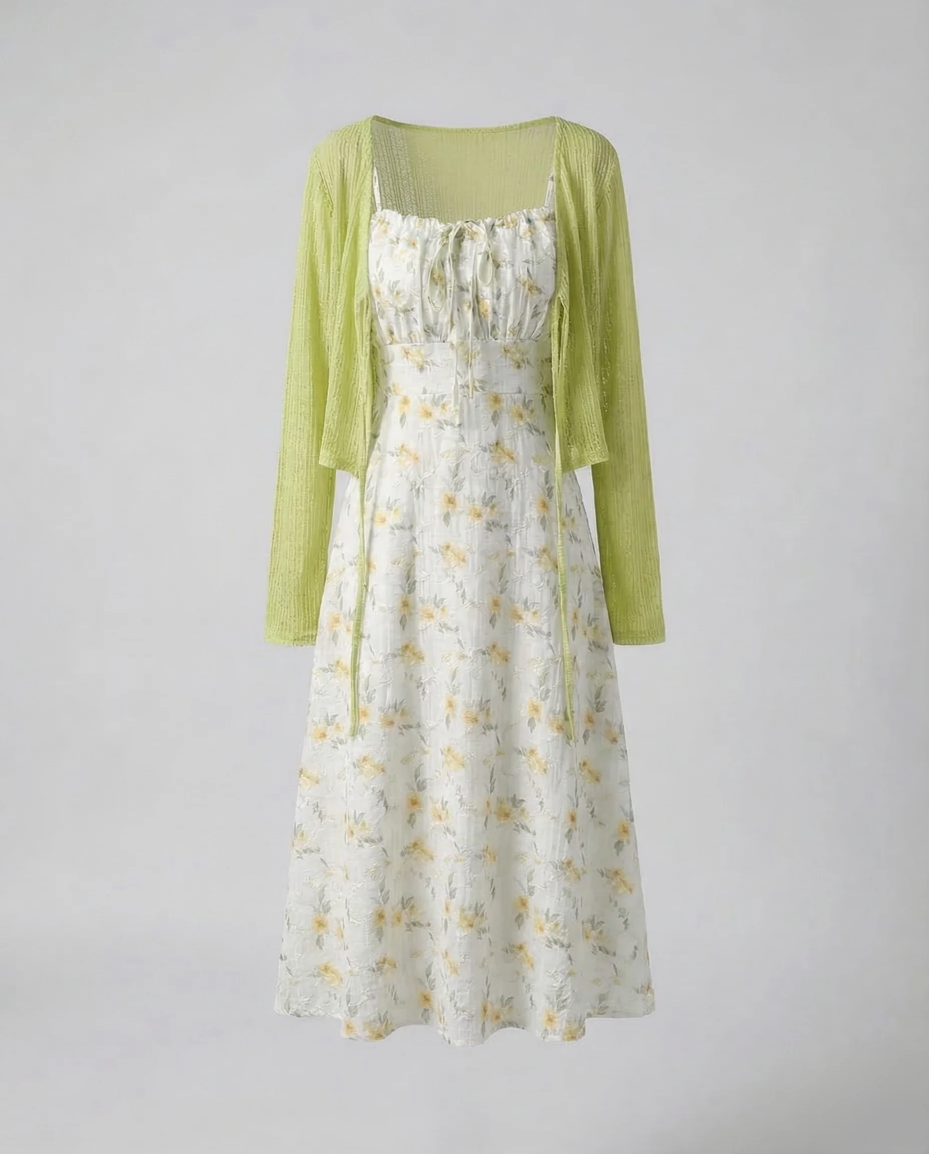 Damen Trägerkleid Floral Gerafft - Image 10