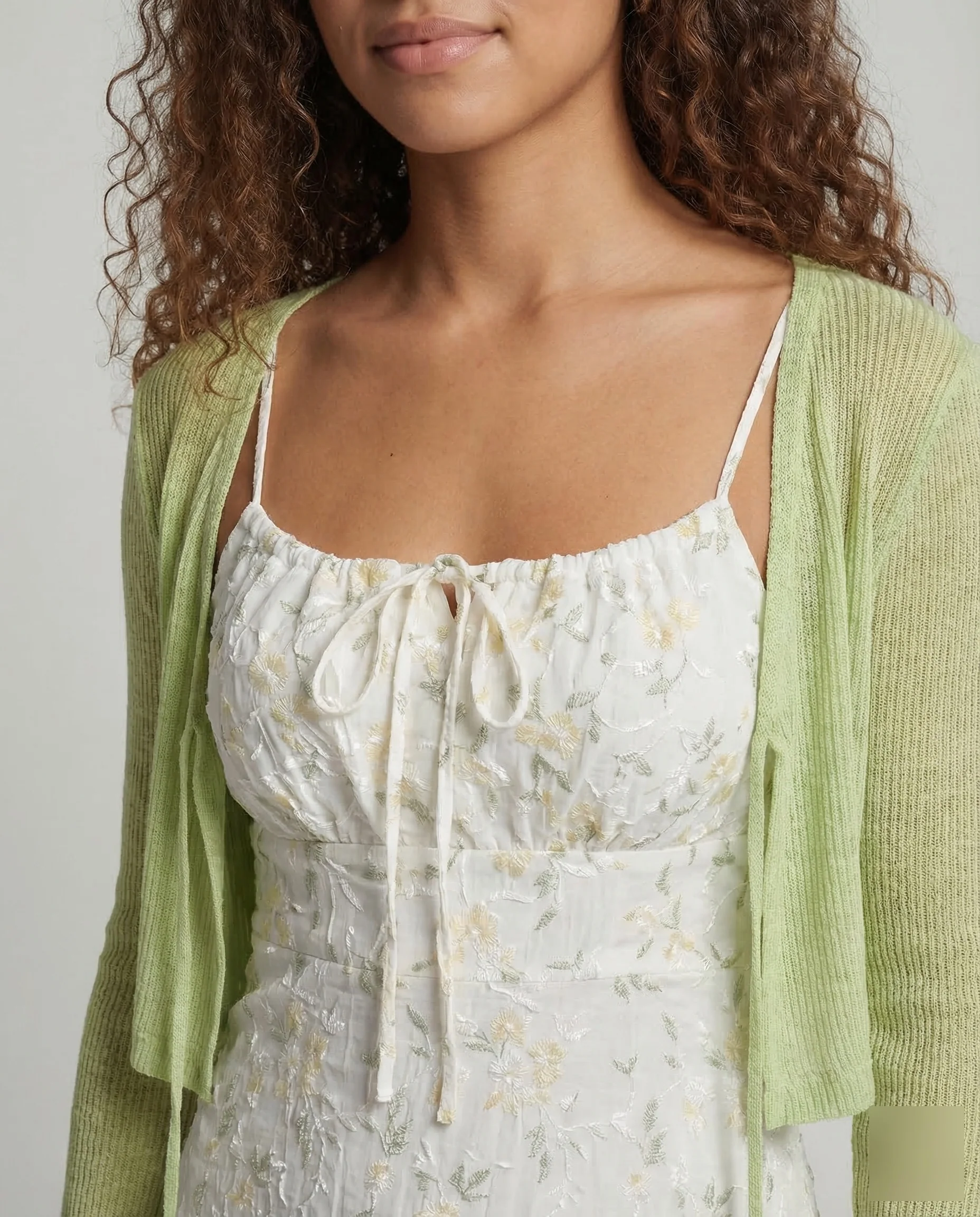 Damen Trägerkleid Floral Gerafft - Image 3