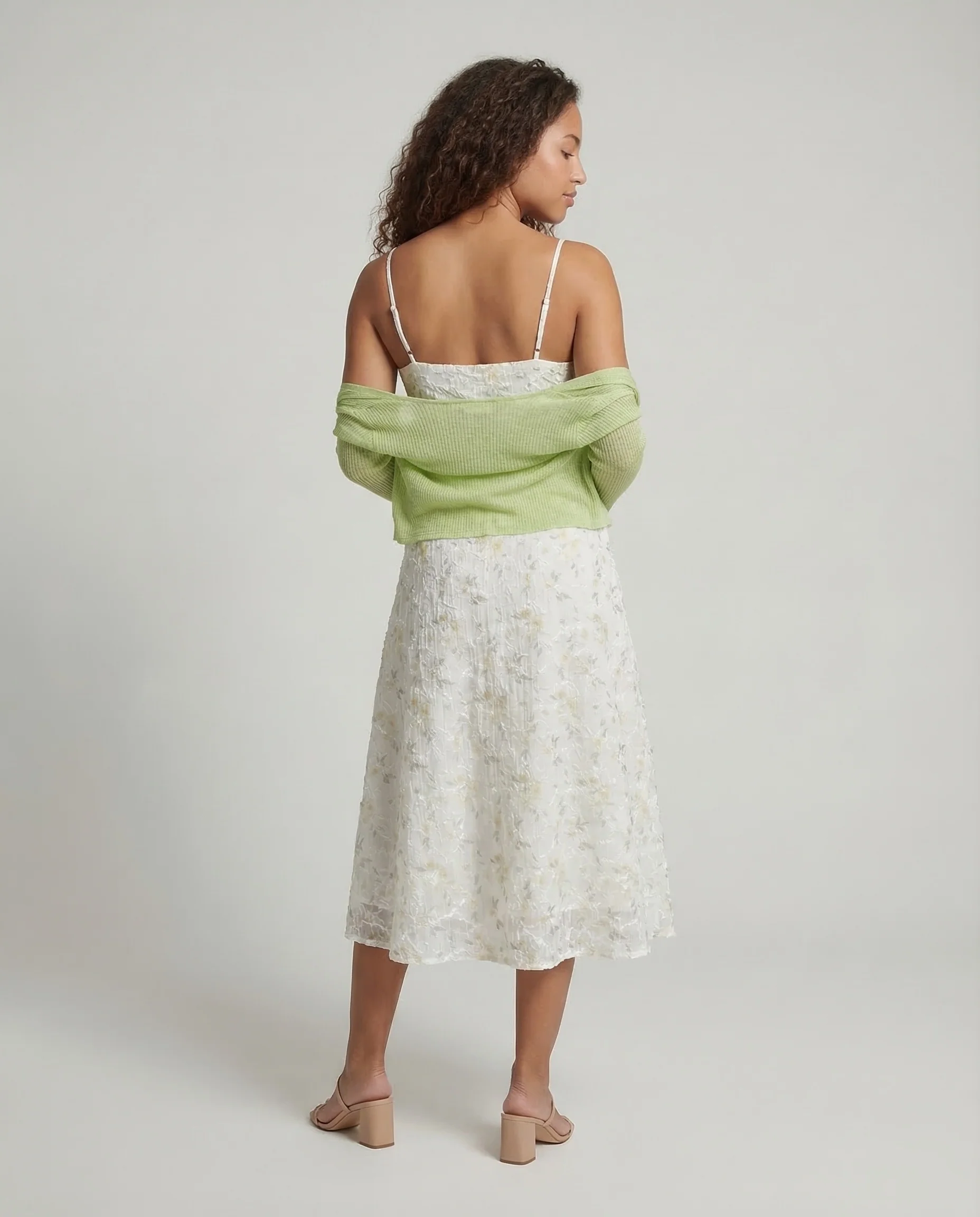 Damen Trägerkleid Floral Gerafft - Image 4