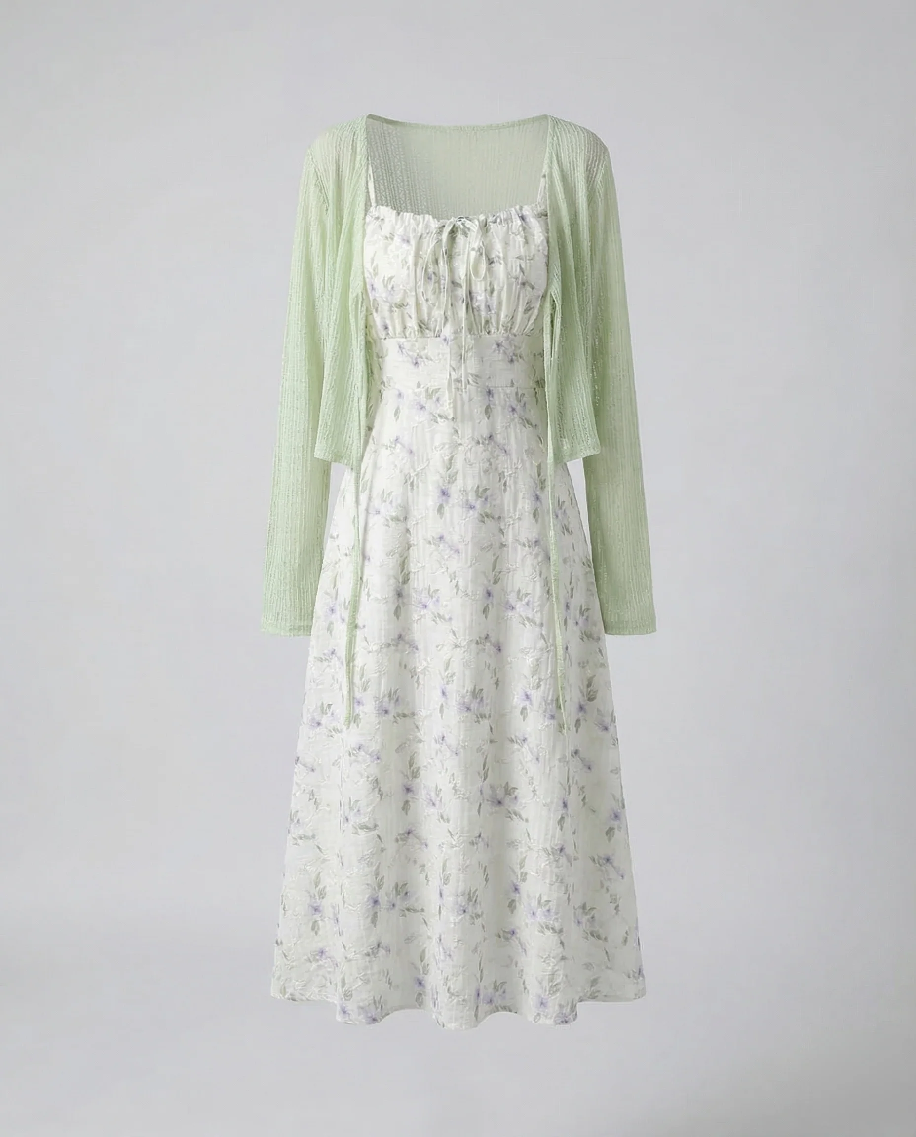 Damen Trägerkleid Floral Gerafft - Image 5