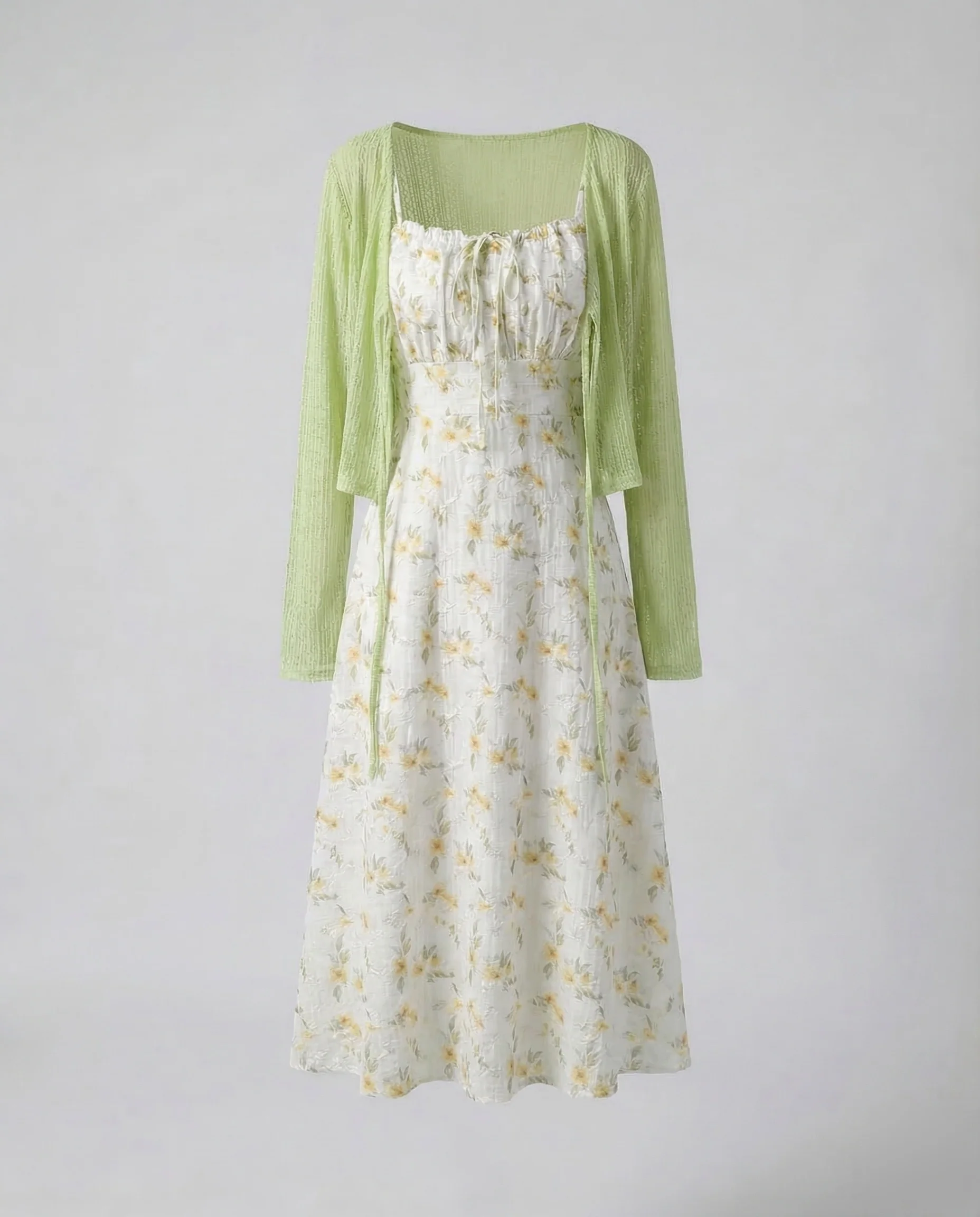 Damen Trägerkleid Floral Gerafft - Image 6