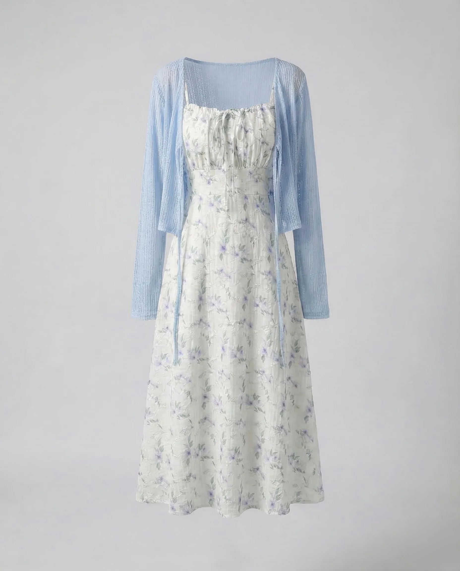 Damen Trägerkleid Floral Gerafft - Image 7