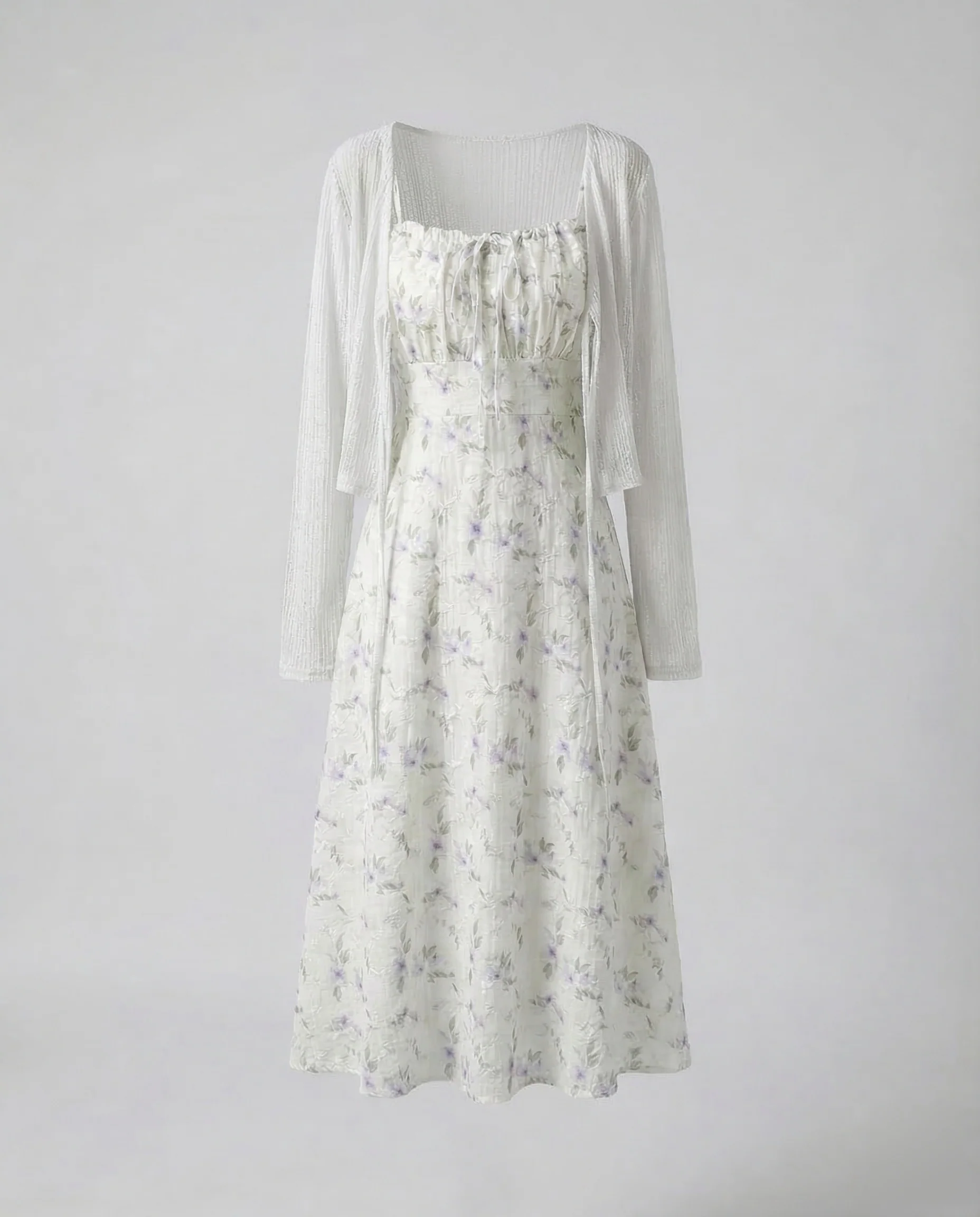 Damen Trägerkleid Floral Gerafft - Image 8