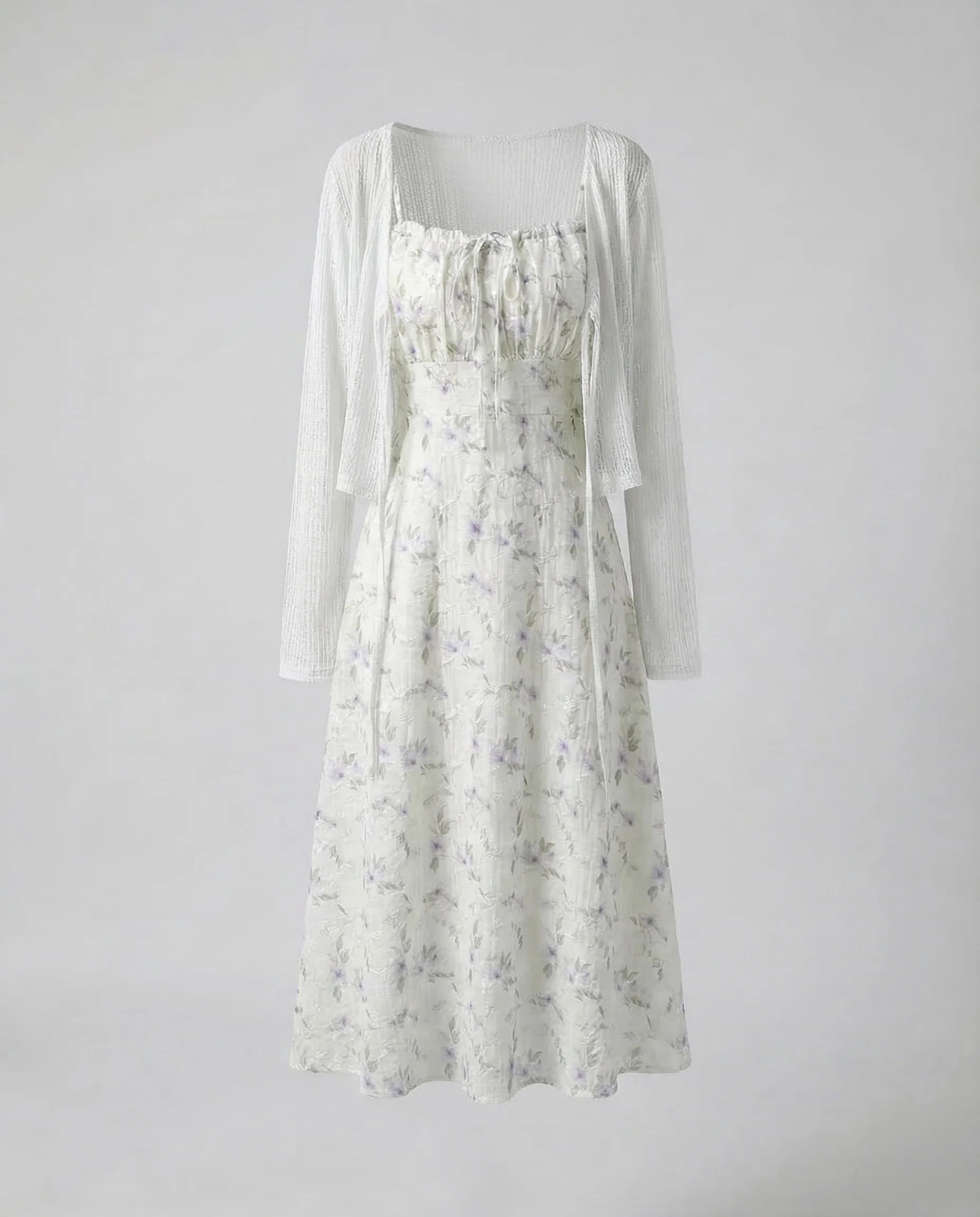 Damen Trägerkleid Floral Gerafft - Image 9