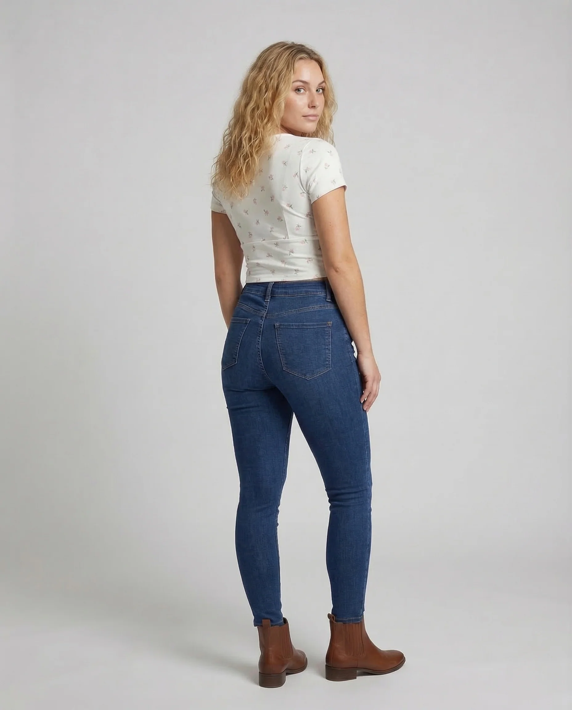 Damen Crop Shirt Wickel Rosenprint - Image 4