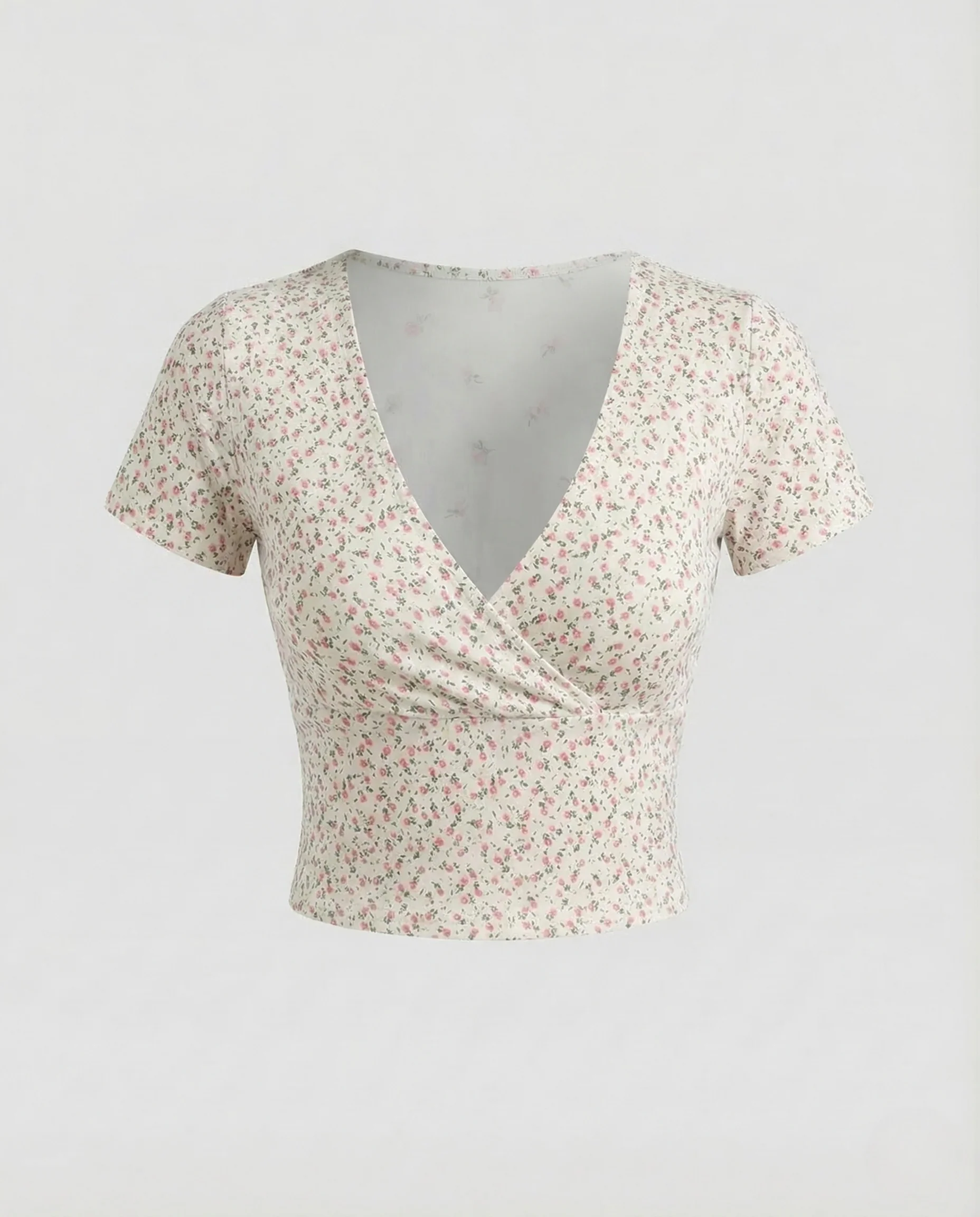Damen Crop Shirt Wickel Rosenprint - Image 6