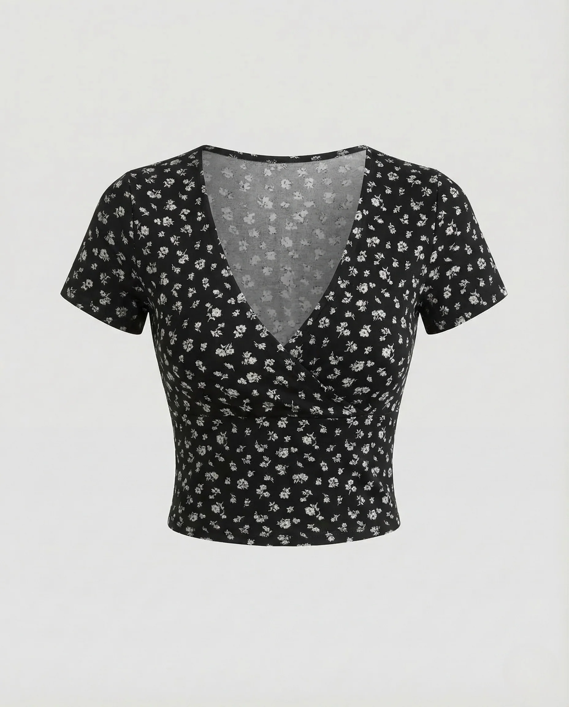 Damen Crop Shirt Wickel Rosenprint - Image 9