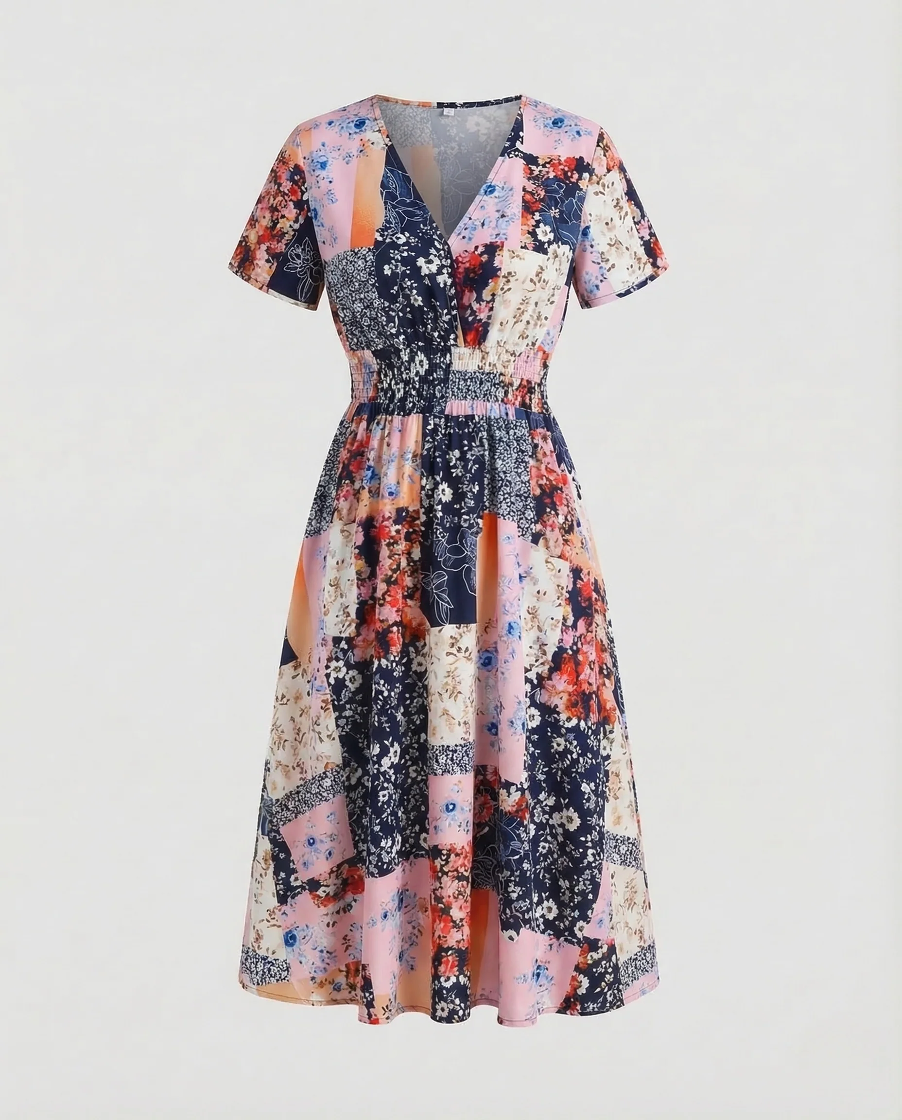 Damen Midikleid Blumen V Ausschnitt - Image 11