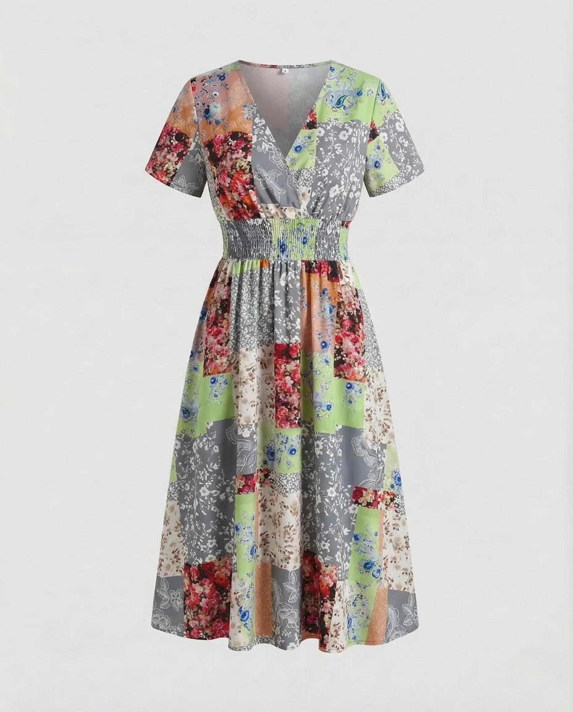 Damen Midikleid Blumen V Ausschnitt - Image 9
