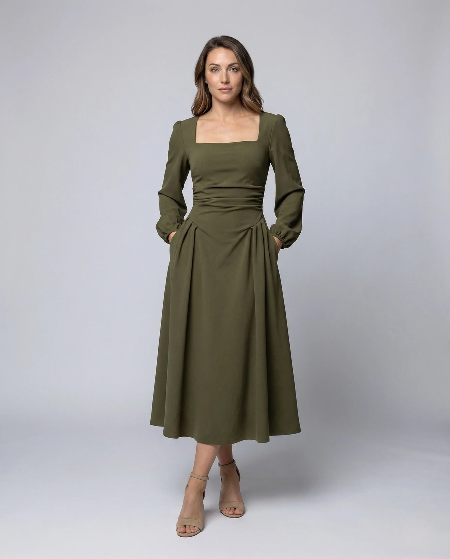 Damen Vintage Abendkleid Ballonärmel