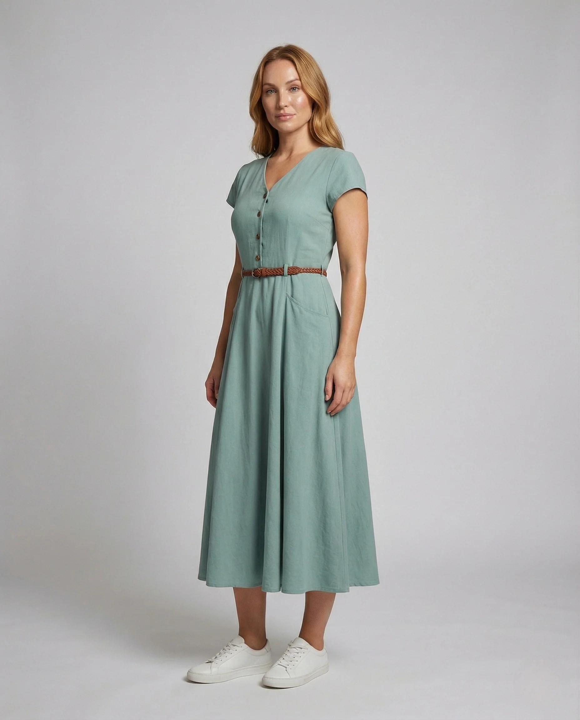 Damen Viskose Freizeitkleid mit Taschen