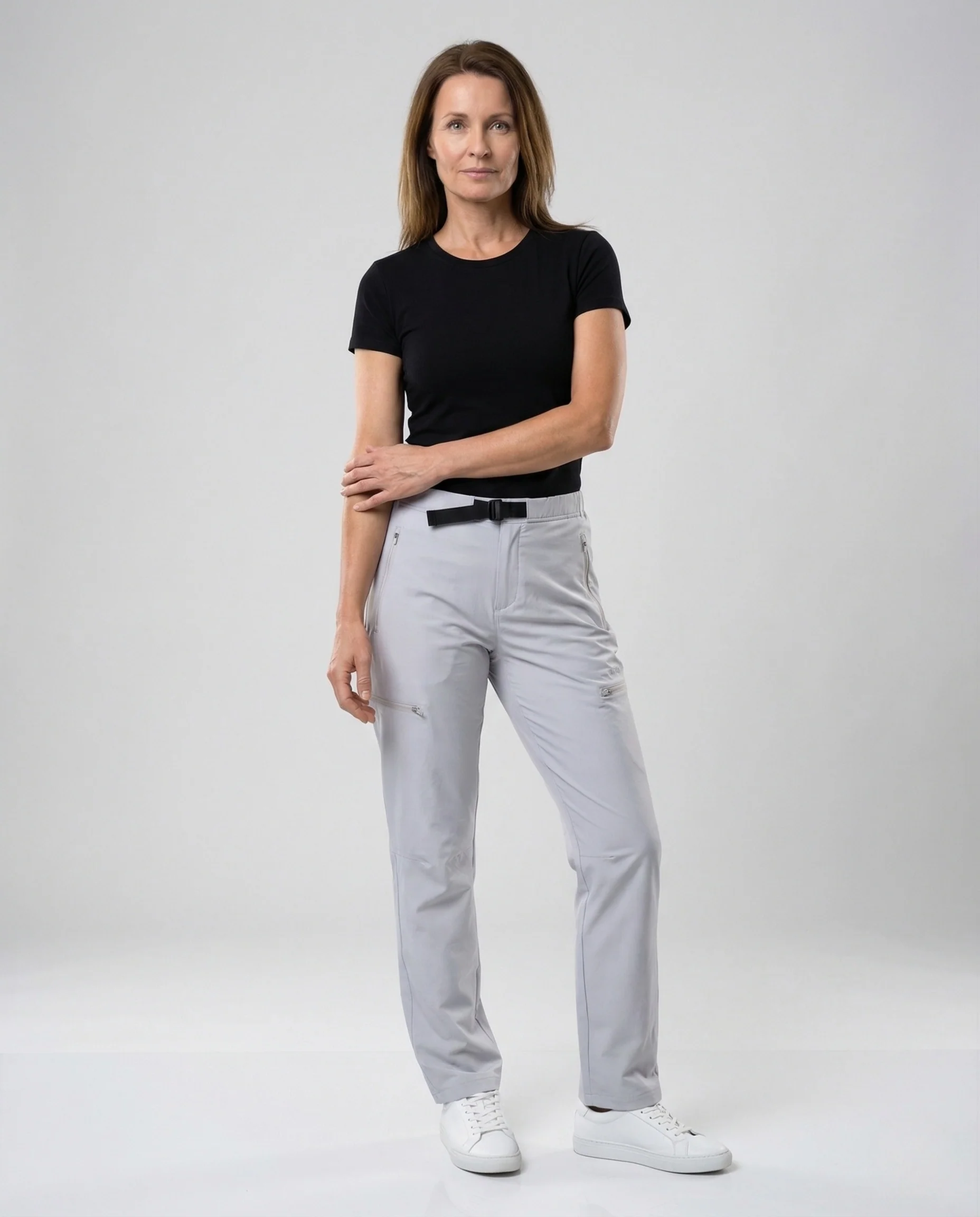 Damen Utility Hose mit Gürtel & Zipper Taschen