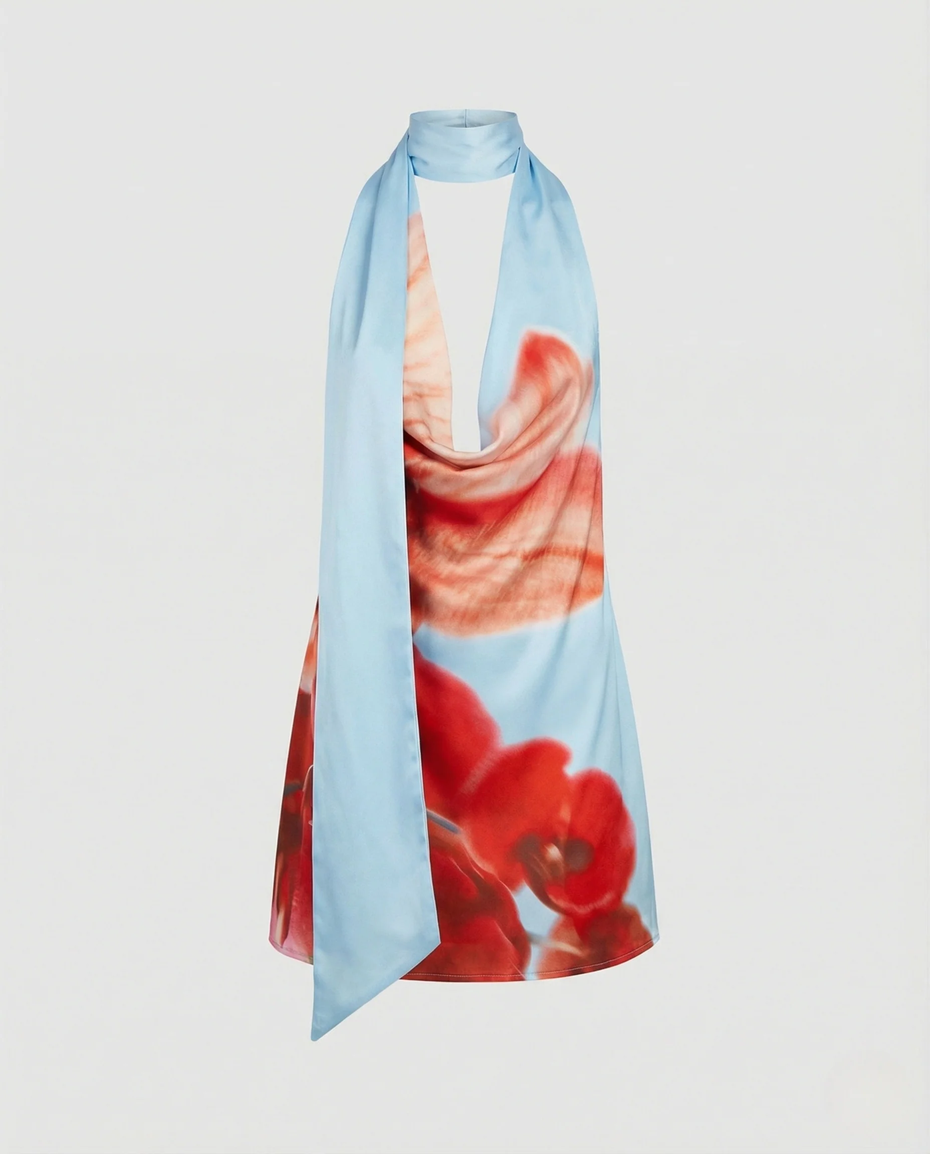 Satin Minikleid Damen Wasserfall Ausschnitt - Image 5
