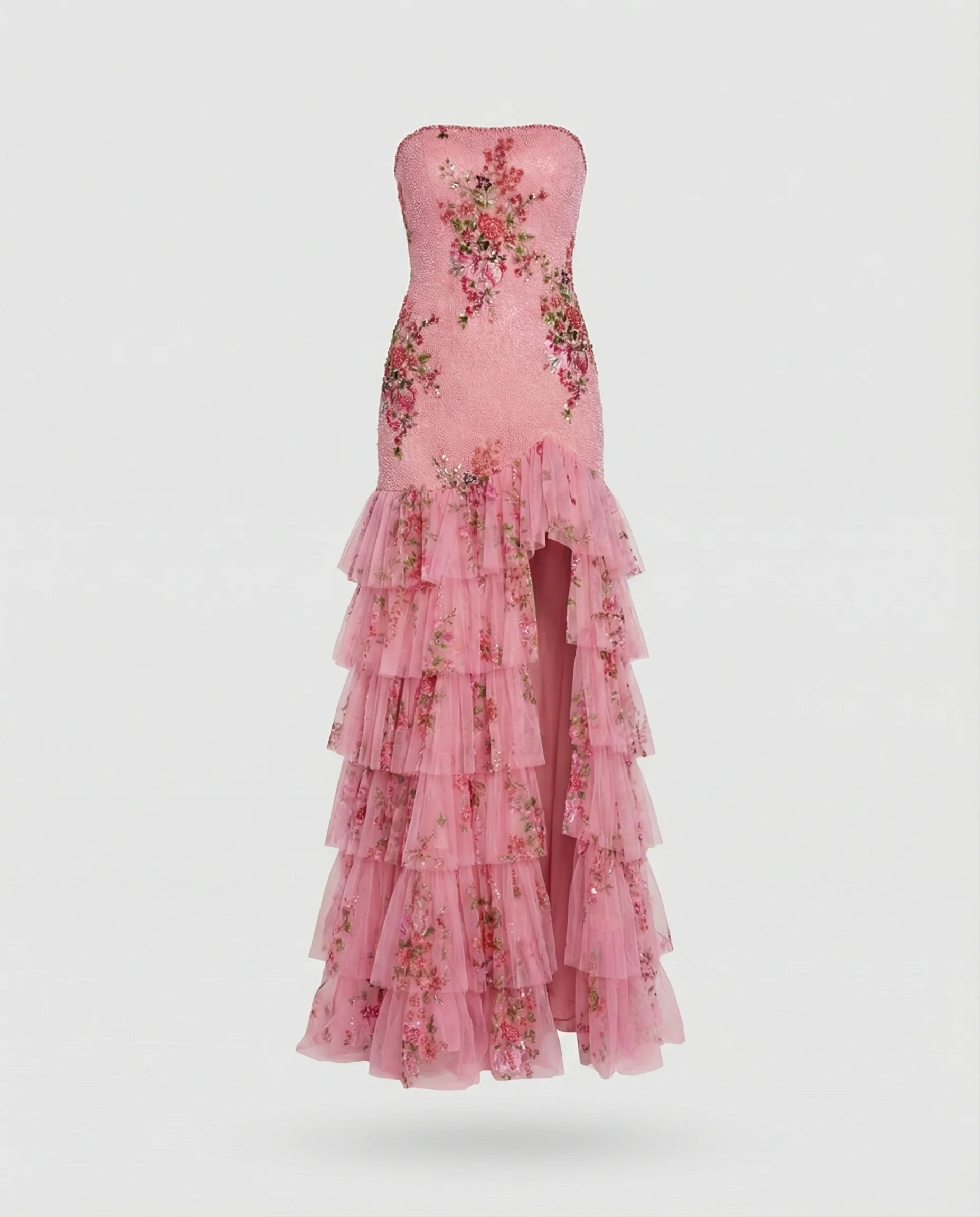 Damen Abendkleid trägerlos mit Schlitz - Image 2