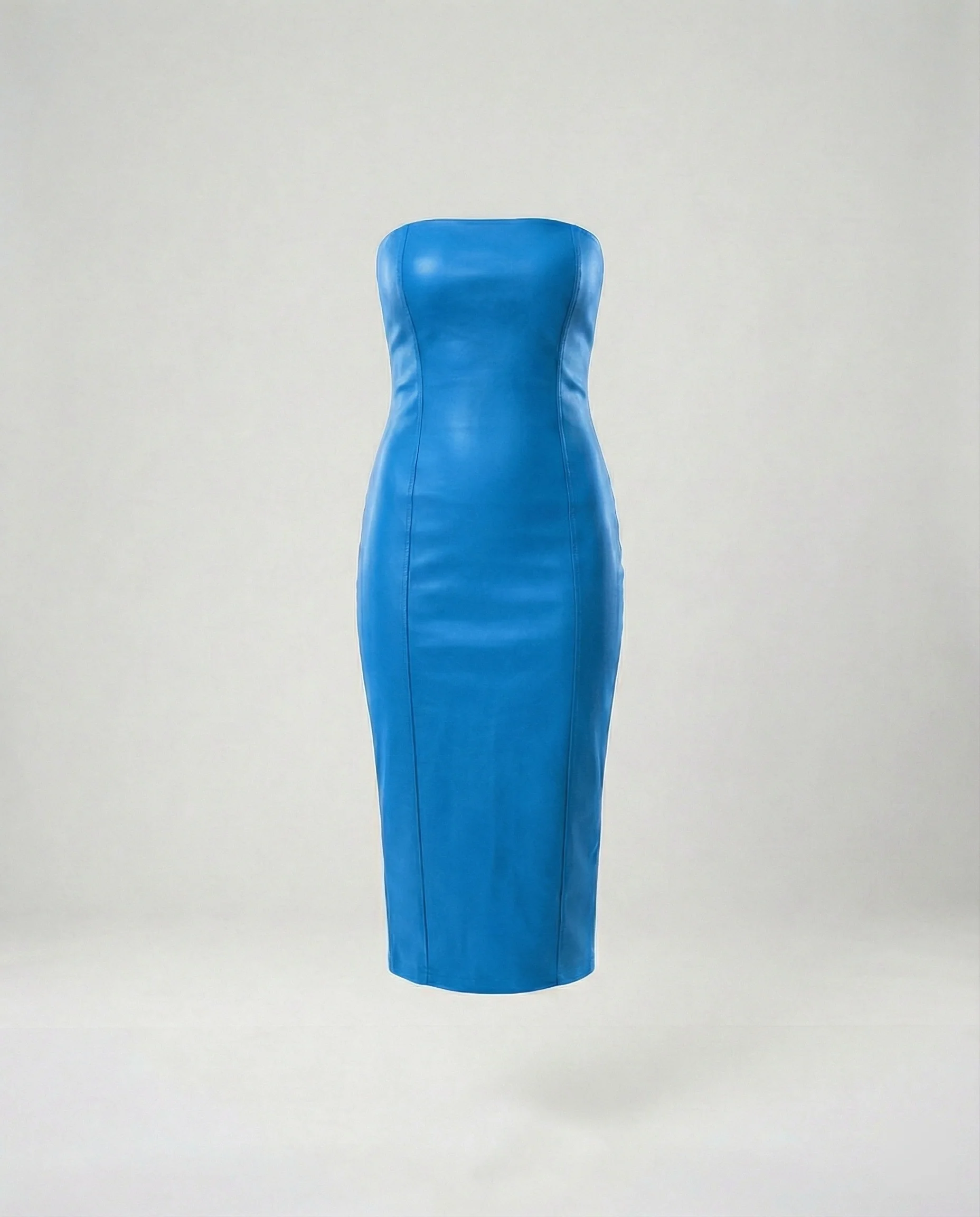 Damen Midikleid trägerlos Lederoptik - Image 7