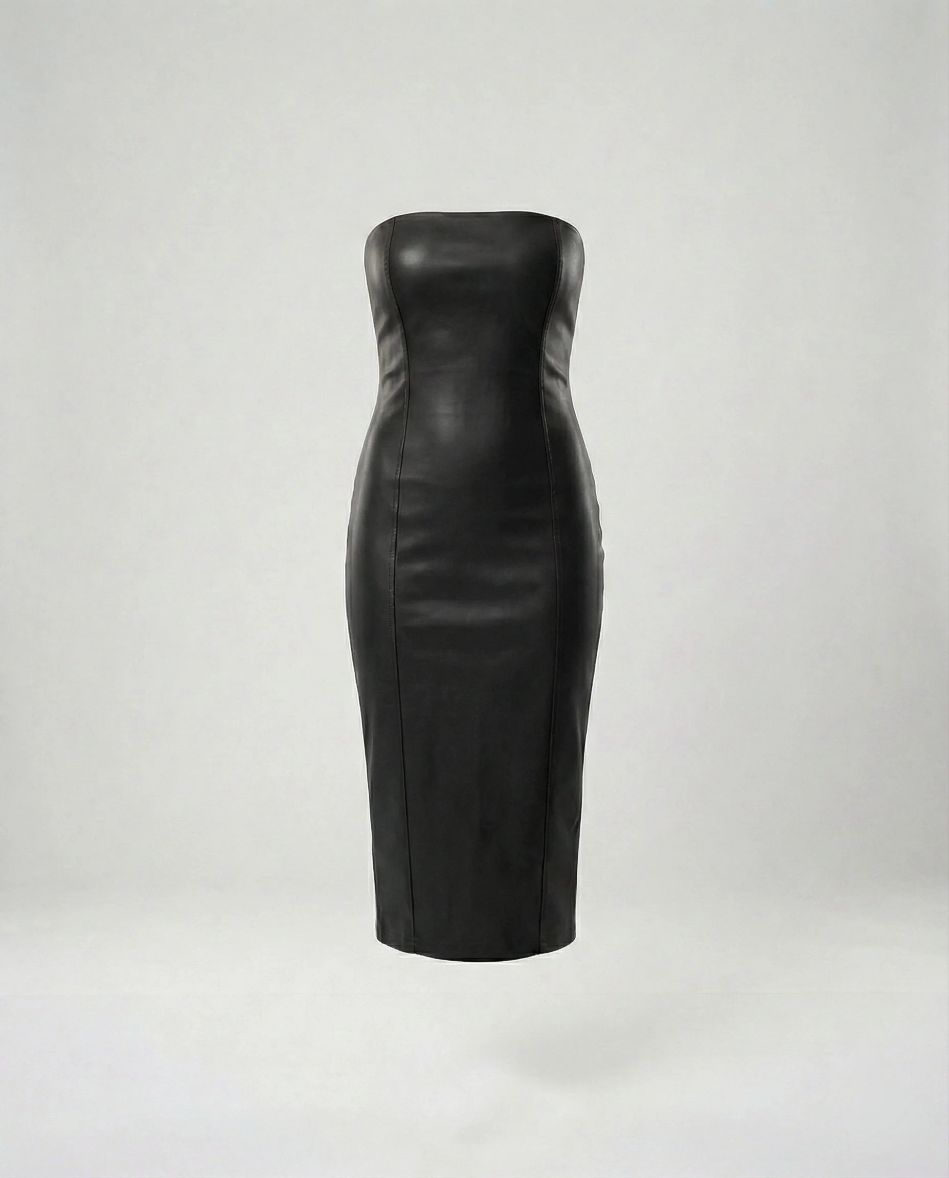 Damen Midikleid trägerlos Lederoptik - Image 8
