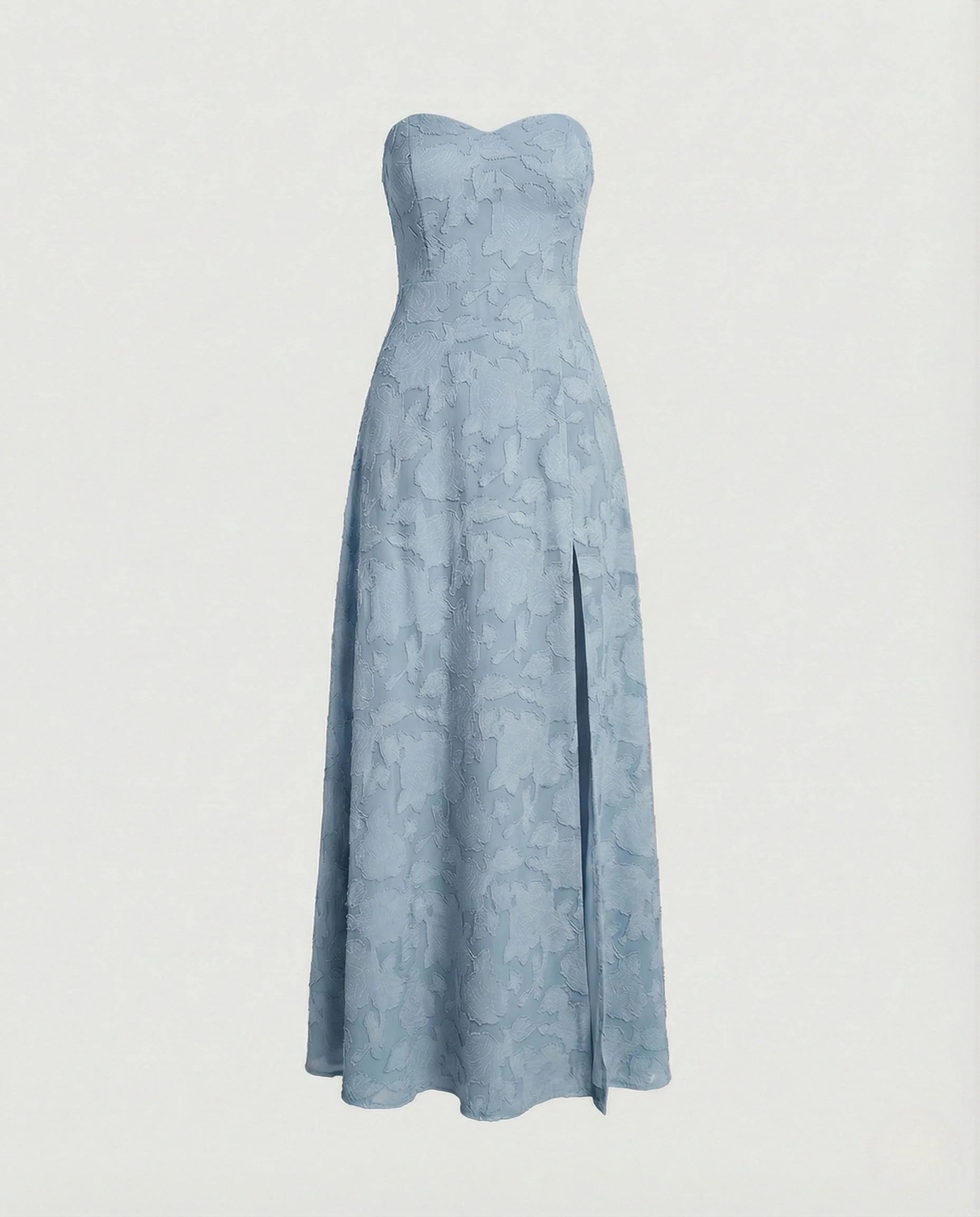 Damen Trägerloses Jacquard-Maxikleid mit Seitenschlitz - Image 6