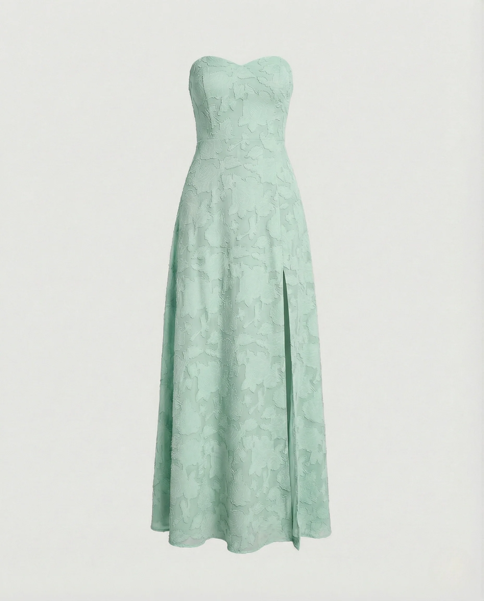 Damen Trägerloses Jacquard-Maxikleid mit Seitenschlitz - Image 7