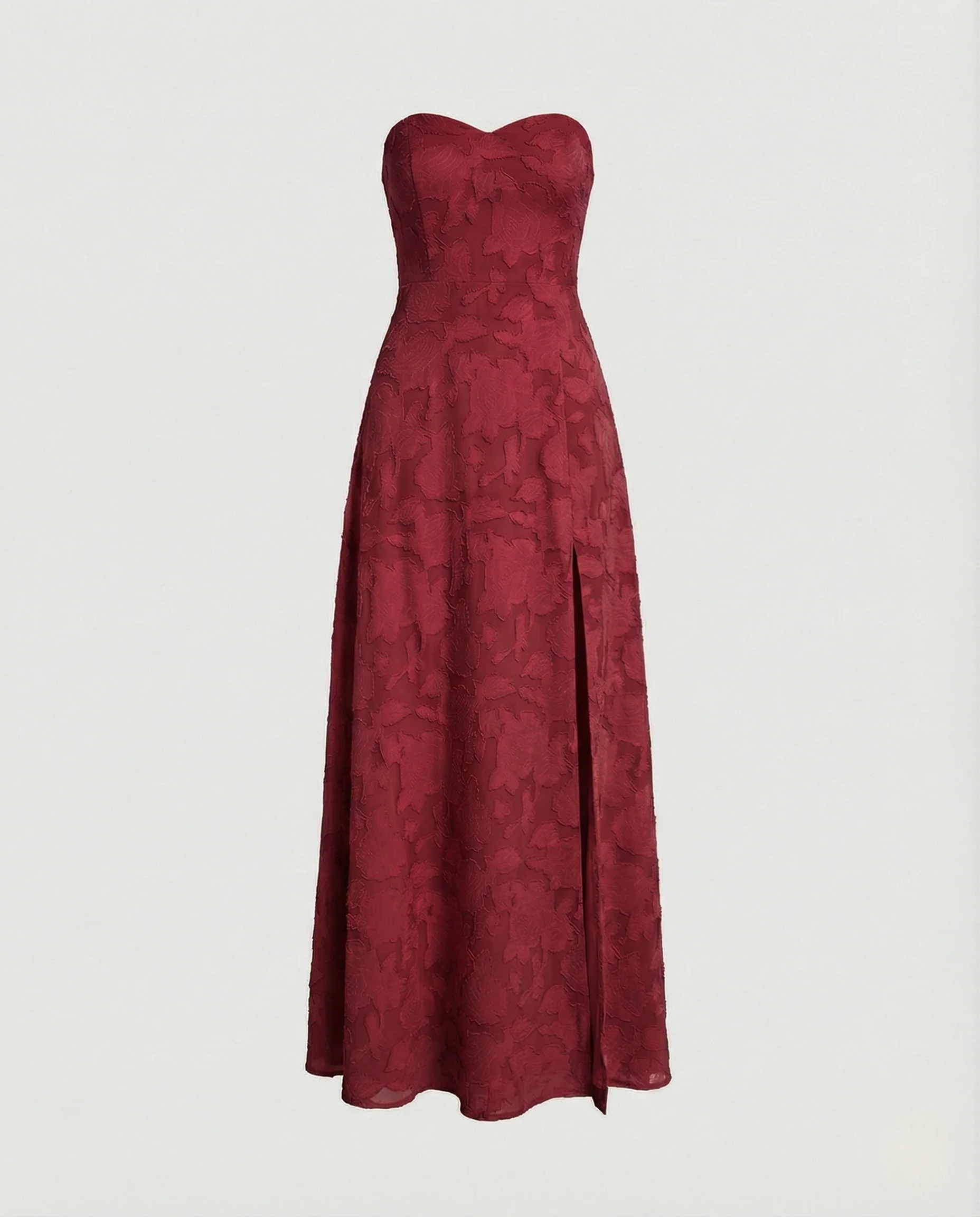 Damen Trägerloses Jacquard-Maxikleid mit Seitenschlitz - Image 8