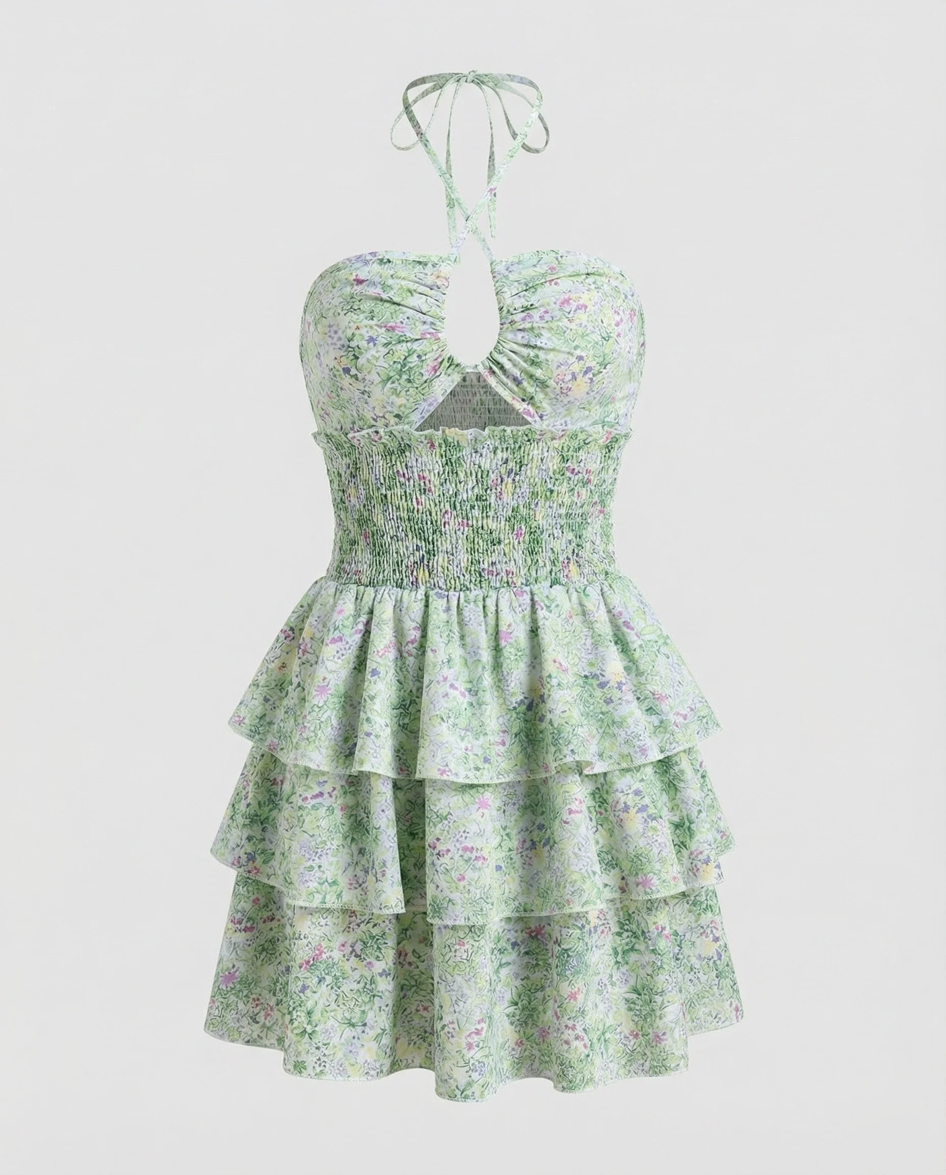 Damen Sommerkleid trägerlos mit Volantrock