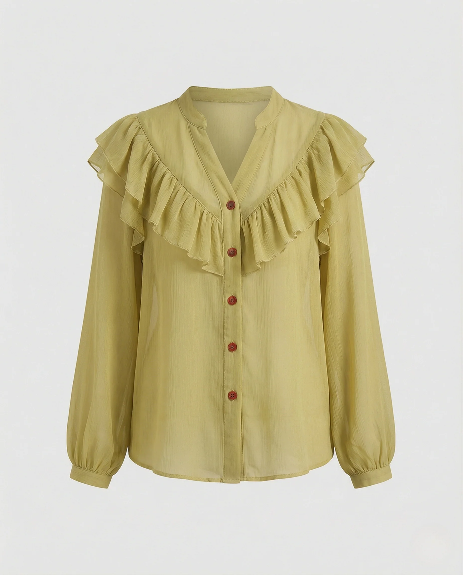 Damen Georgette Rüschenbluse mit Ballonärmeln - Image 5