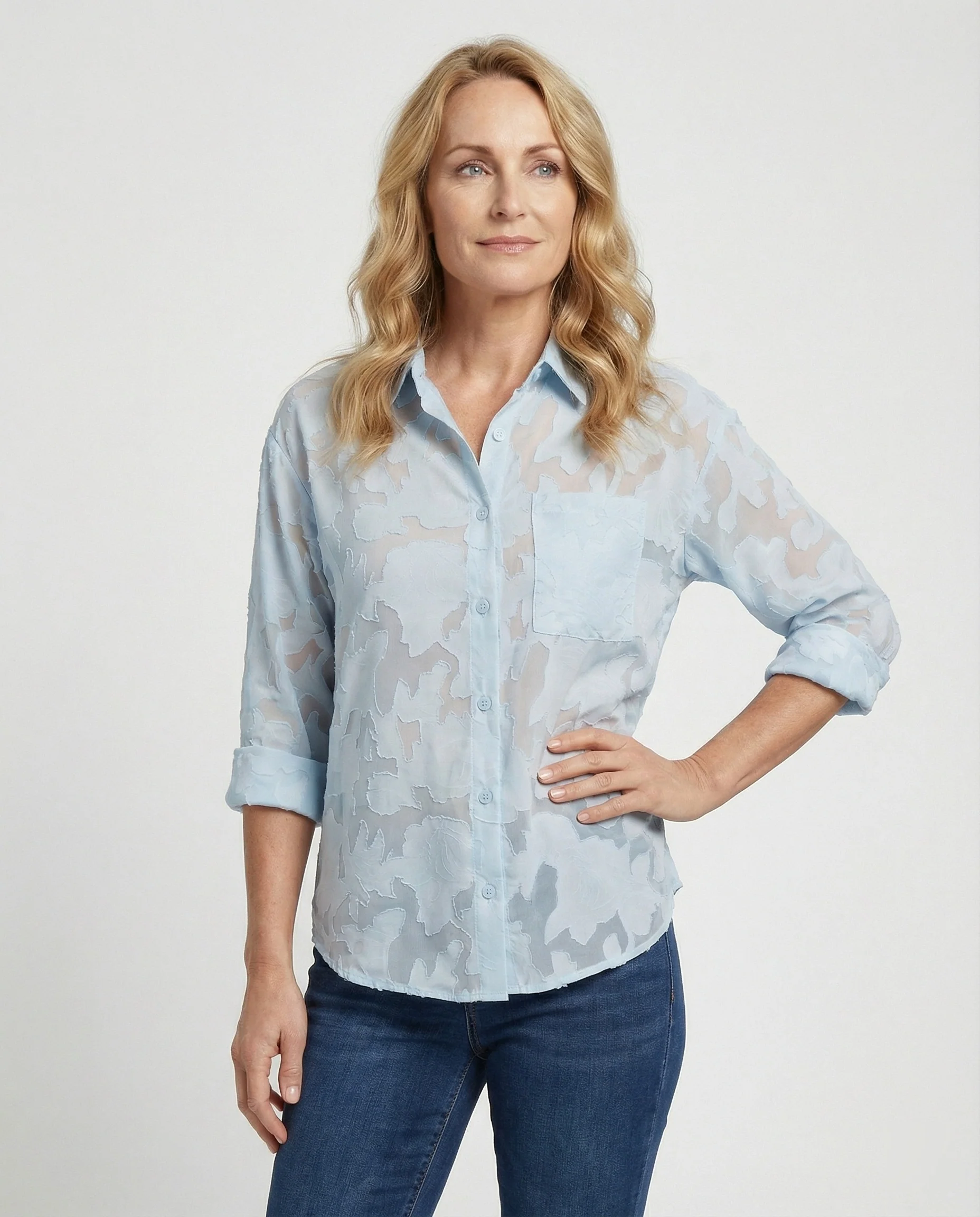 Damen Chiffon Blusentop mit Blumen
