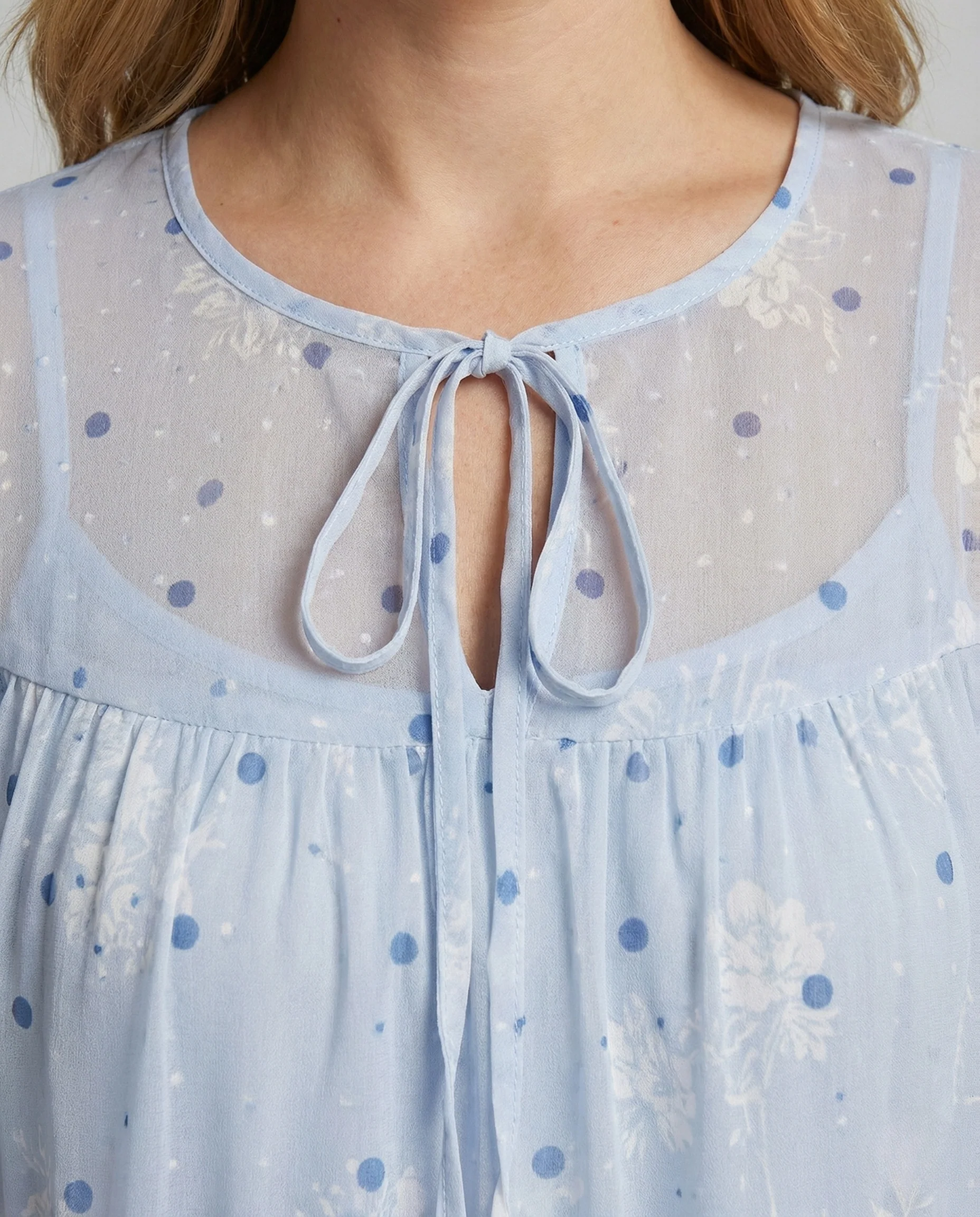 Damen Transparentes Maxikleid mit Tüll und Stickerei - Image 3