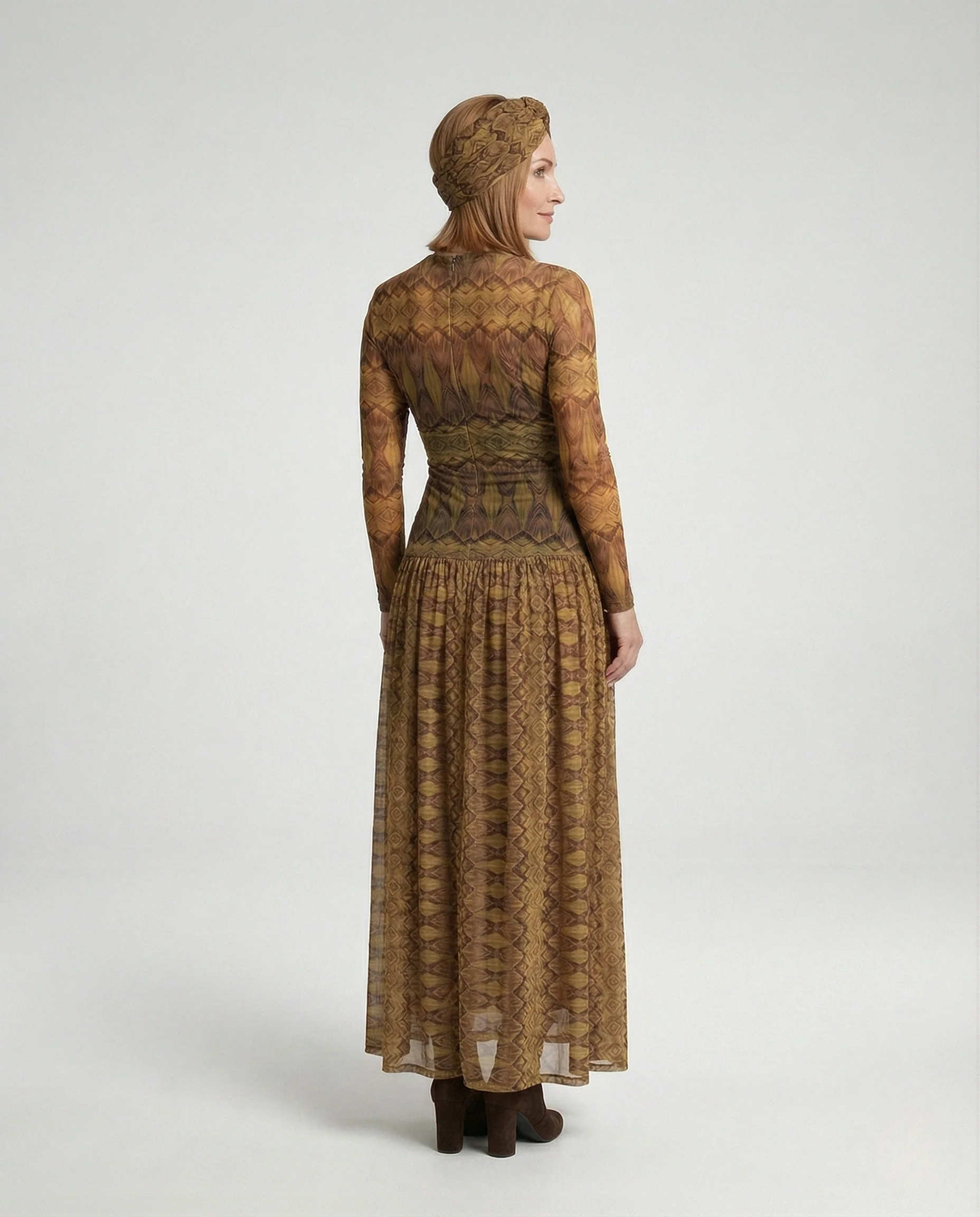 Damen Netzstoff-Maxikleid mit geraffter Taille - Image 4